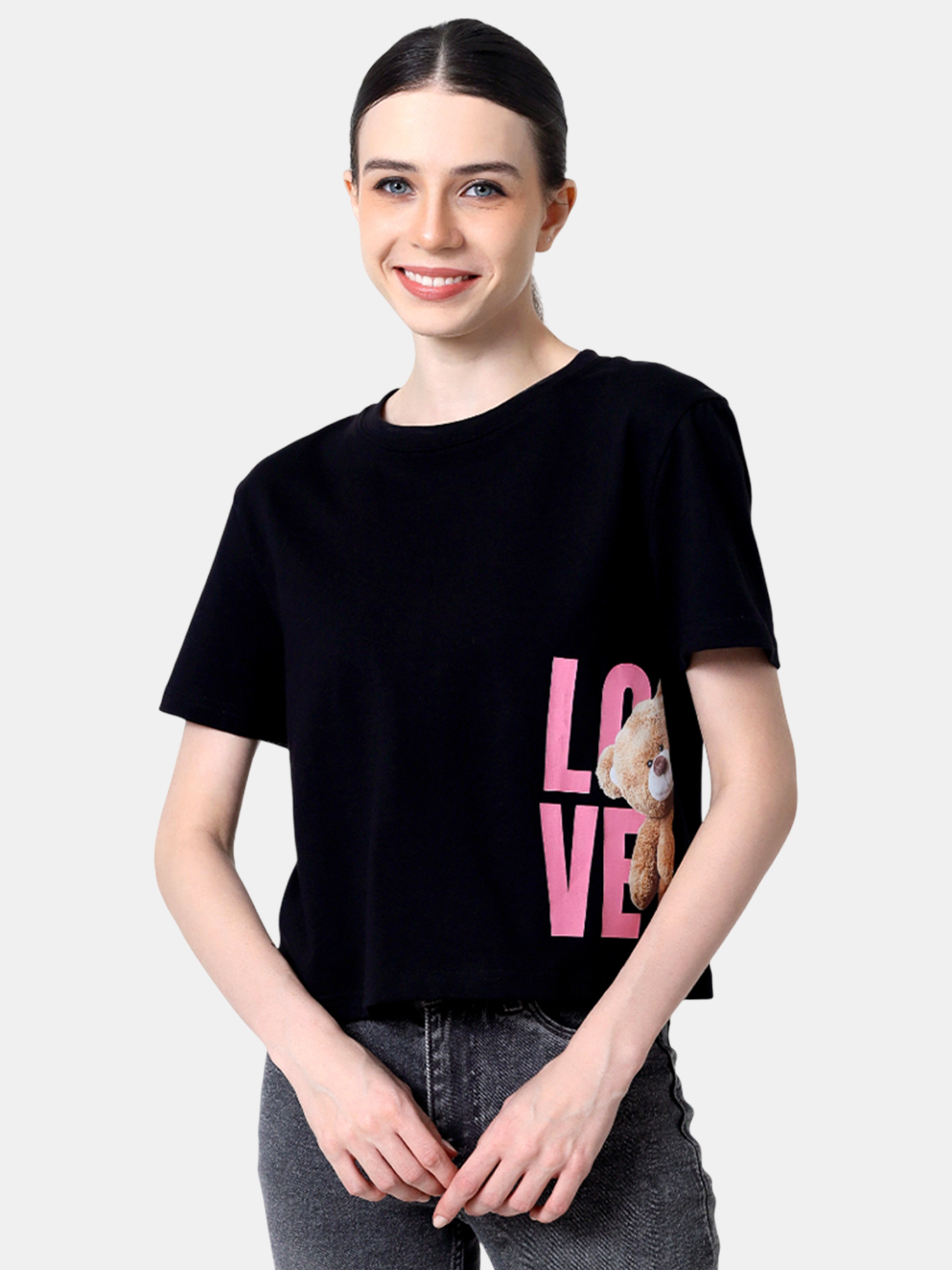 VANYA - Women's Black Crop Tshirt
