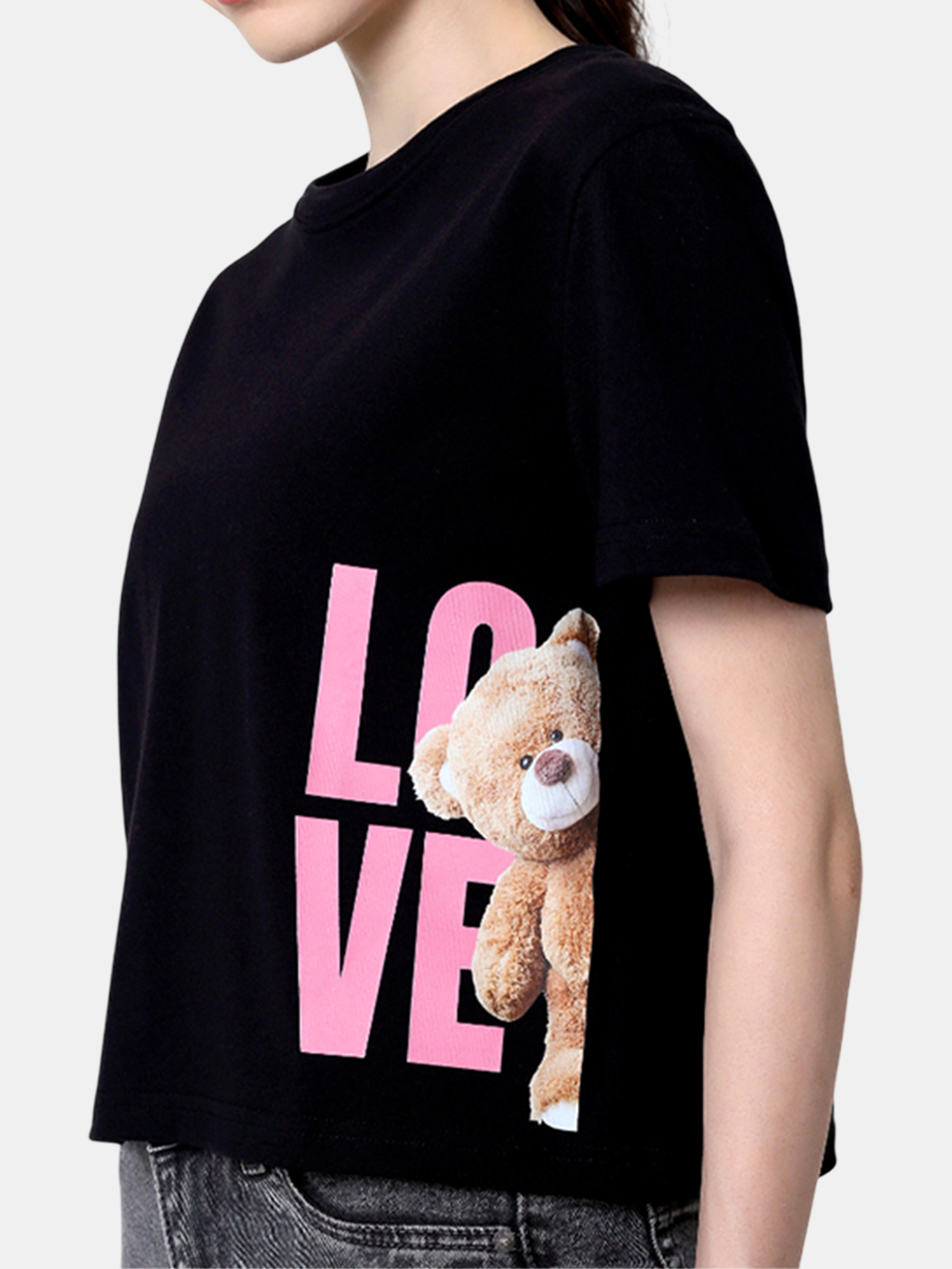 VANYA - Women's Black Crop Tshirt view 2