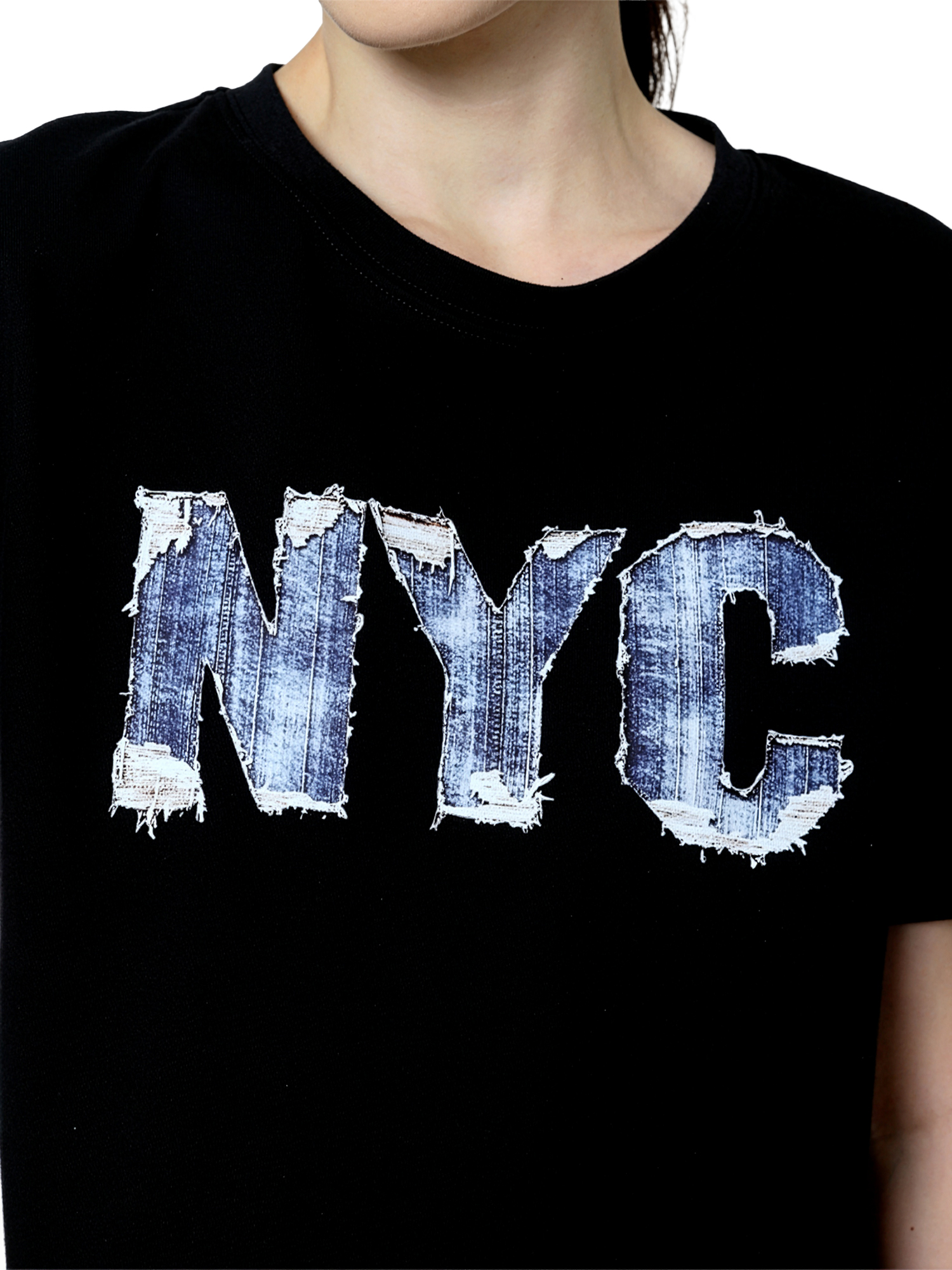 KYLIE - Women's Black Crop Tshirt view 3