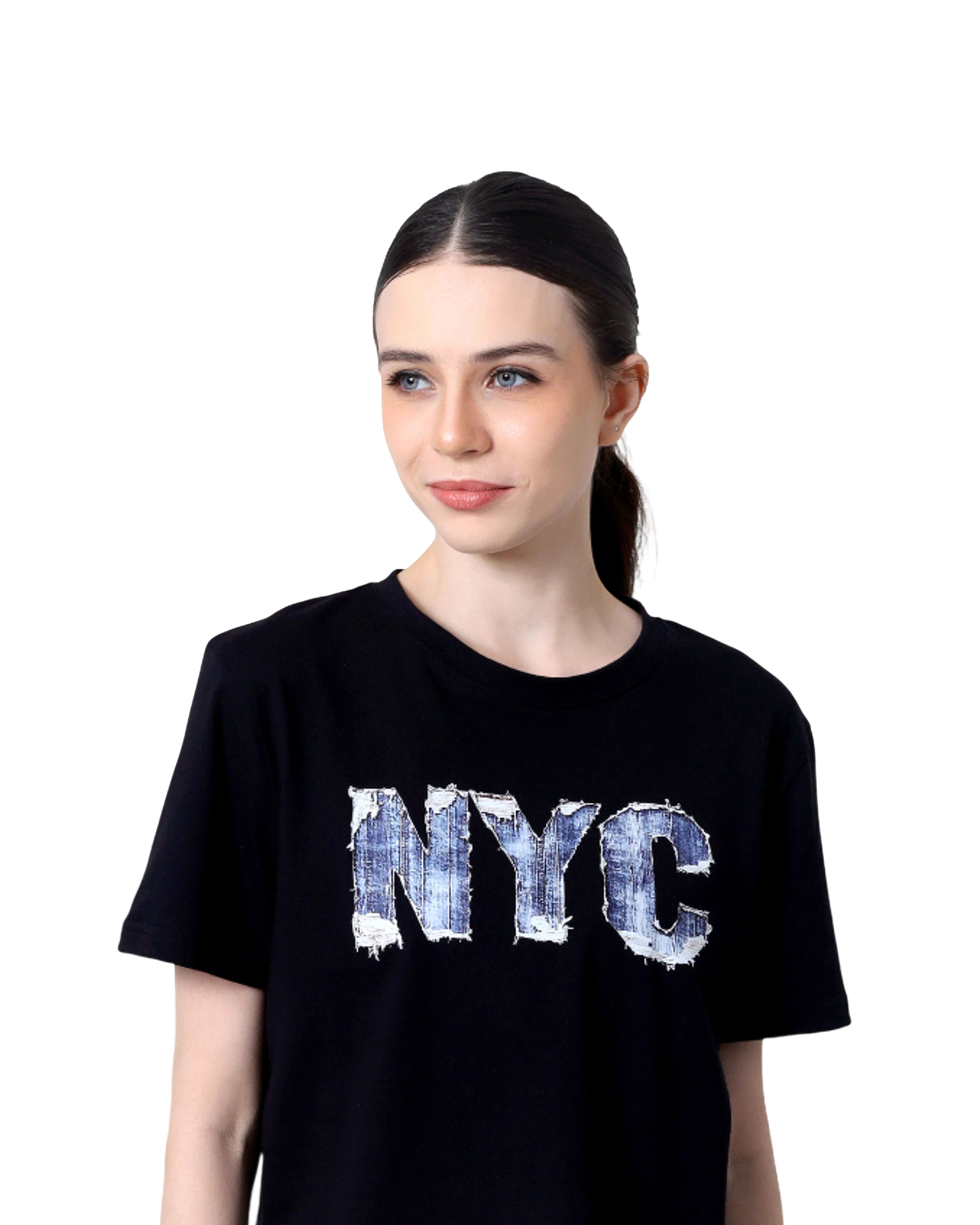 KYLIE - Women's Black Crop Tshirt view 4