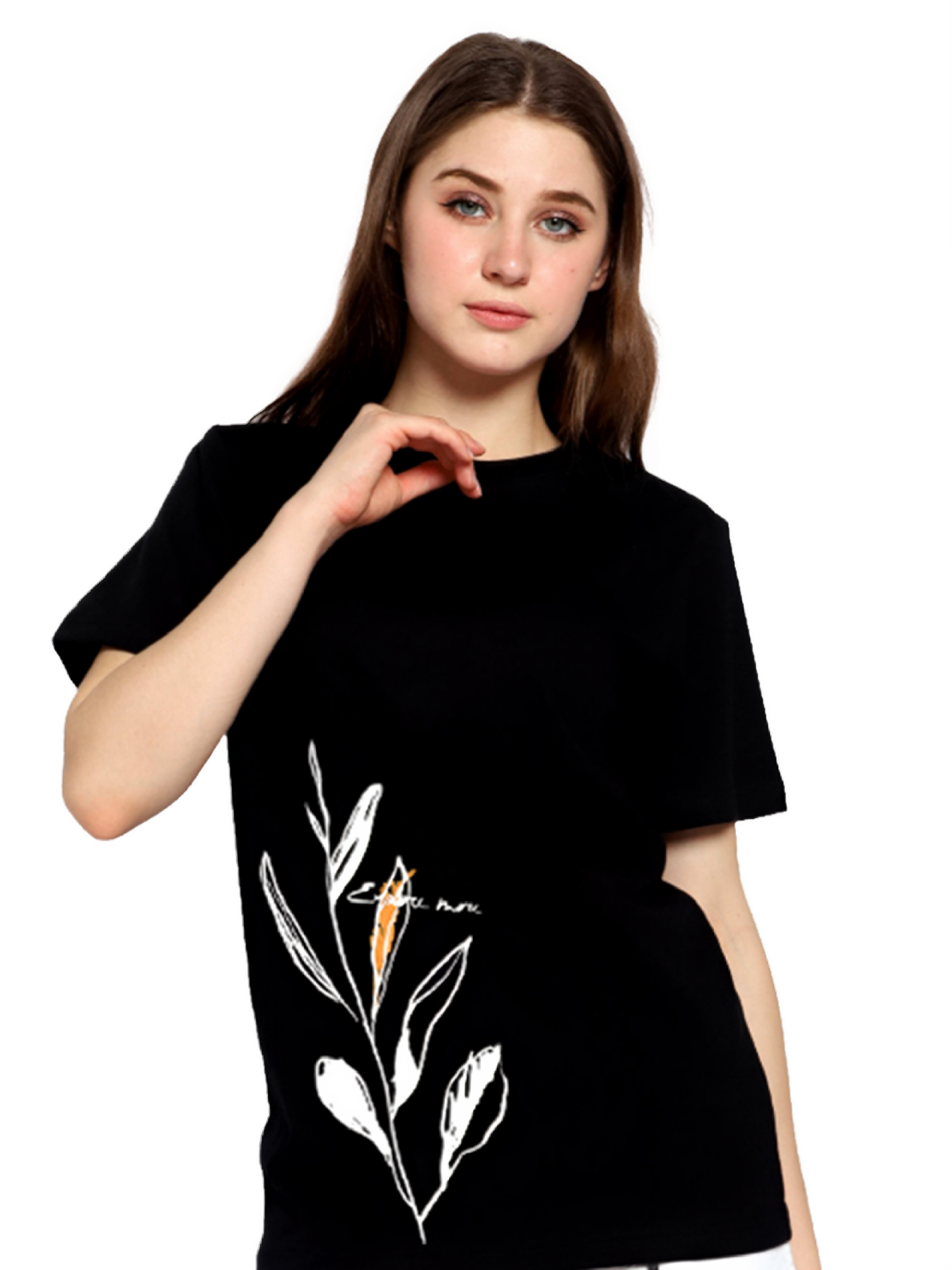 PAULA - Women's Black Regular Fit Tshirt