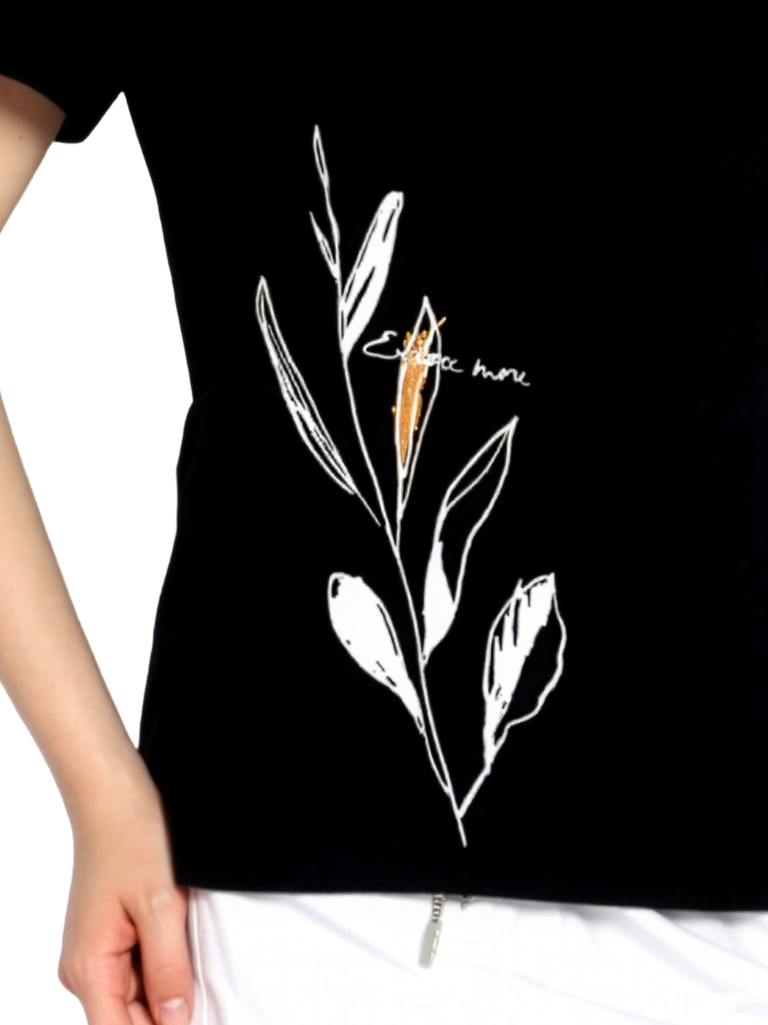 PAULA - Women's Black Regular Fit Tshirt view 2