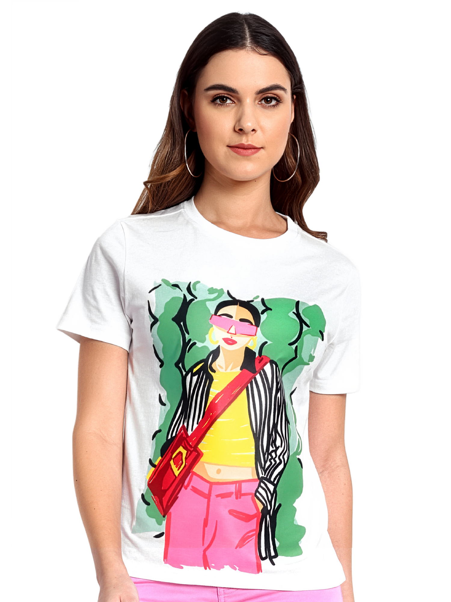 CAROL - Women's White Regular Fit Tshirt view 4