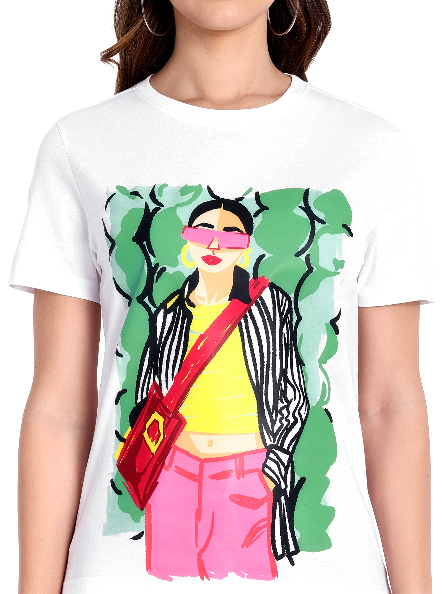 CAROL - Women's White Regular Fit Tshirt view 3
