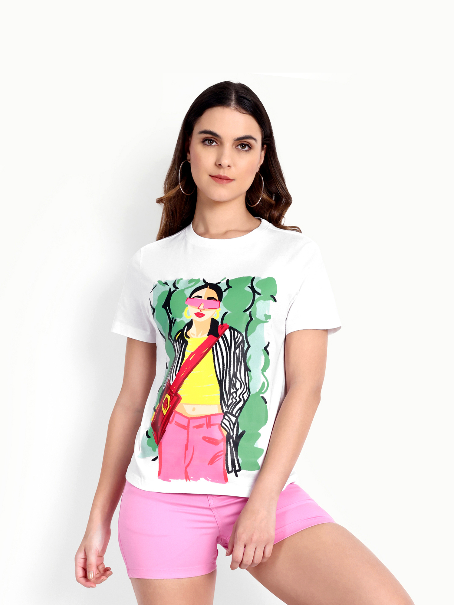 CAROL - Women's White Regular Fit Tshirt view 5