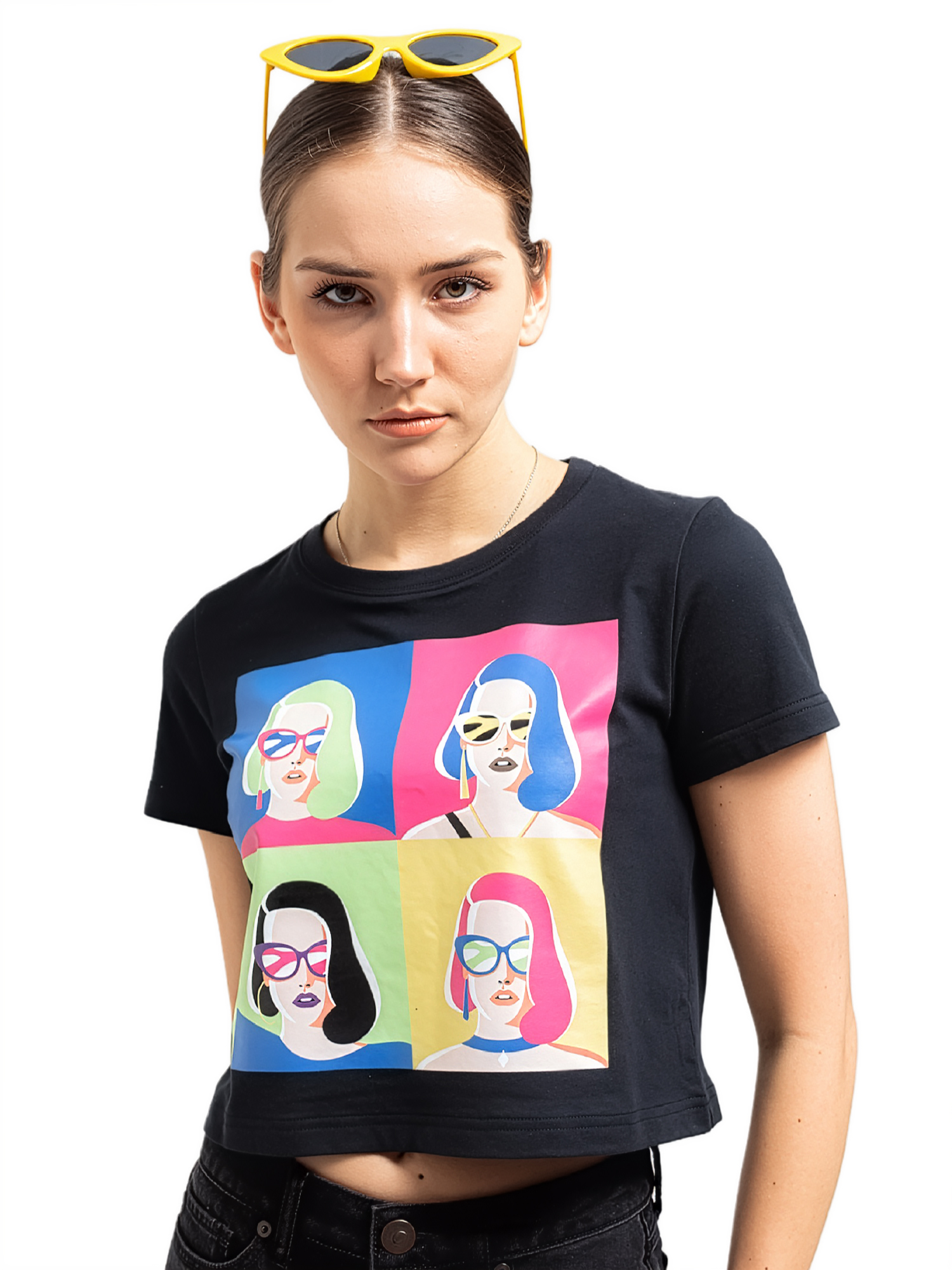 SHERRY - Women's Black Crop Tshirt view 5