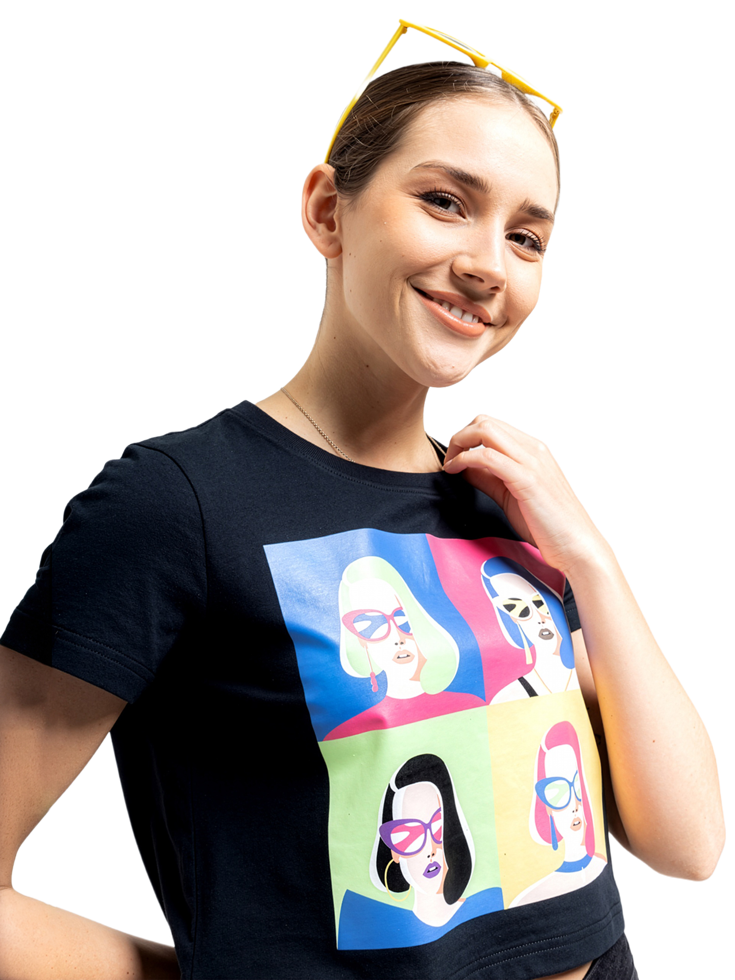 SHERRY - Women's Black Crop Tshirt view 2