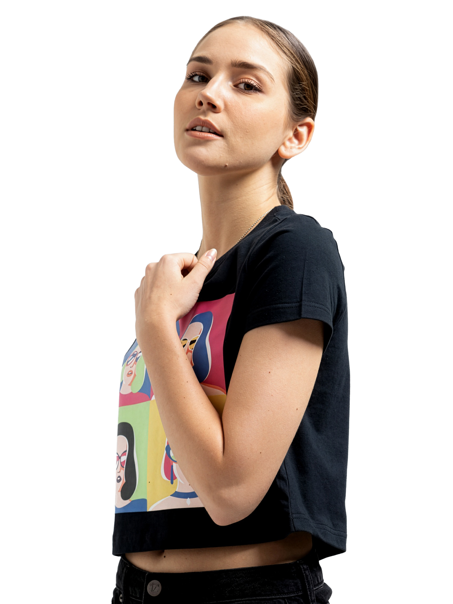 SHERRY - Women's Black Crop Tshirt