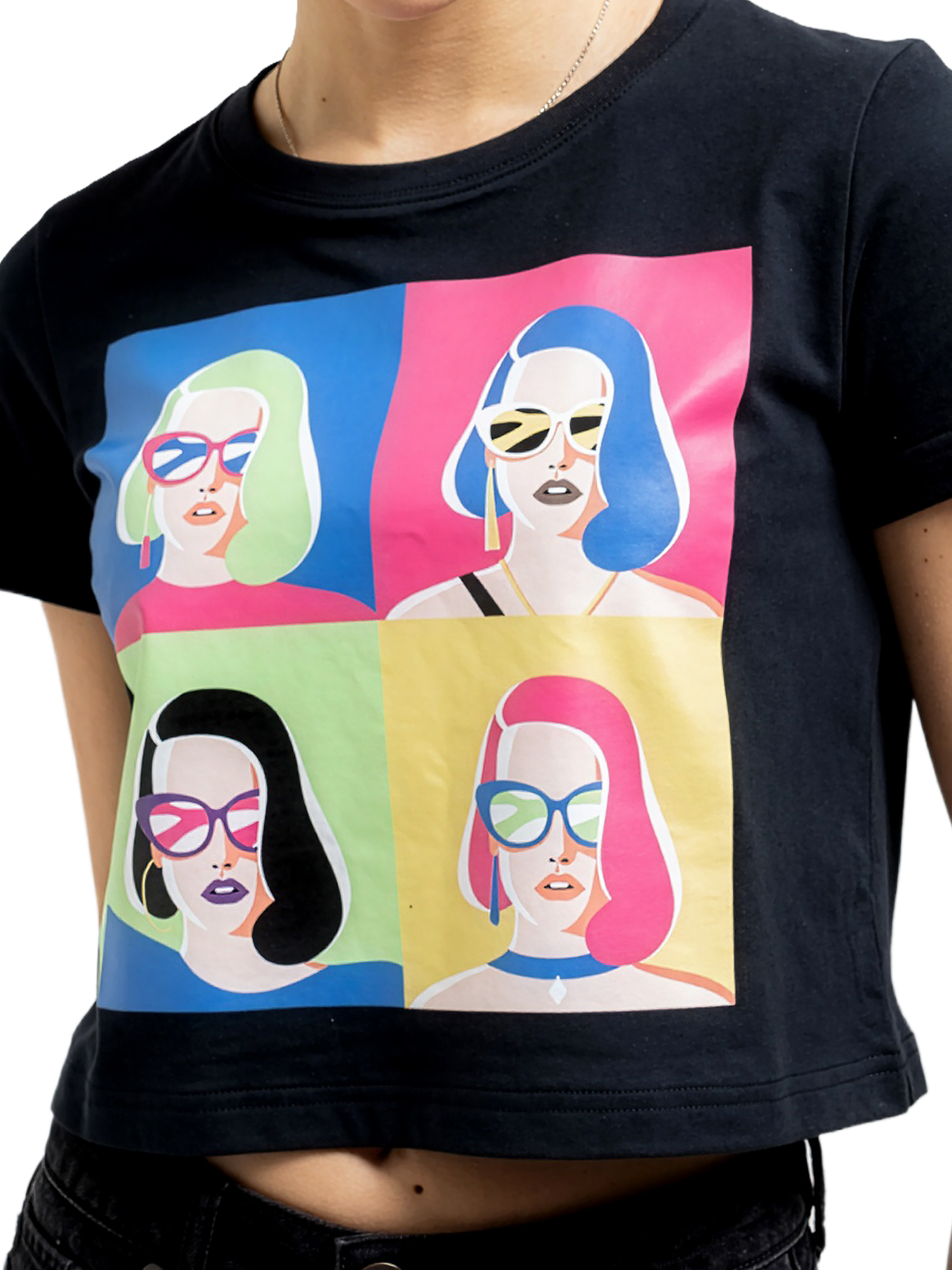 SHERRY - Women's Black Crop Tshirt view 4