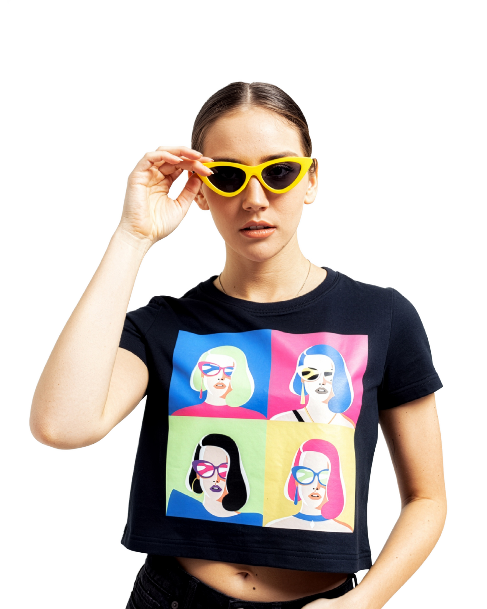SHERRY - Women's Black Crop Tshirt view 6