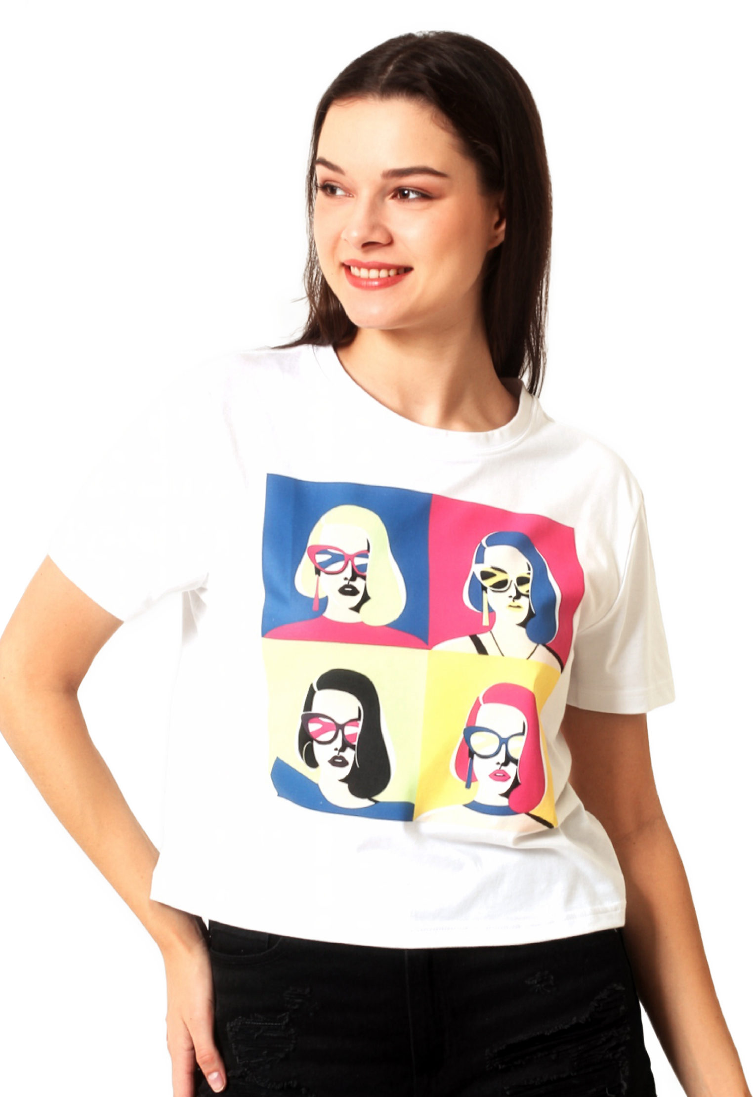 SHERRY - Women's White Crop Tshirt view 5