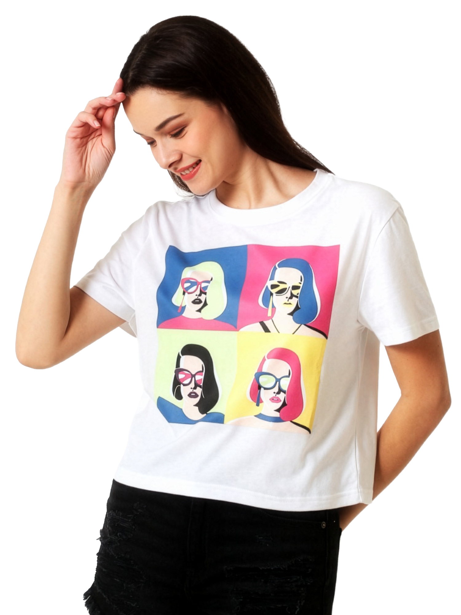 SHERRY - Women's White Crop Tshirt view 3