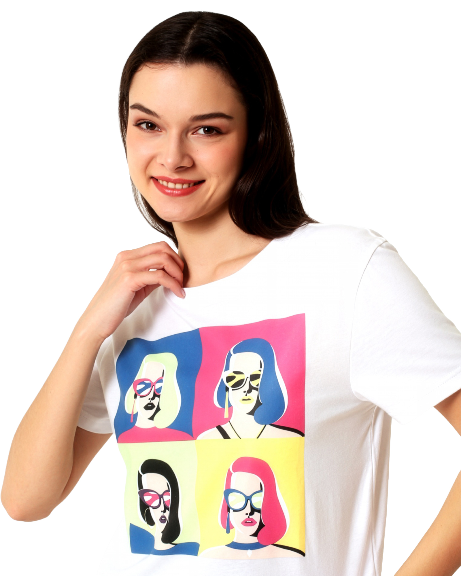 SHERRY - Women's White Crop Tshirt view 4