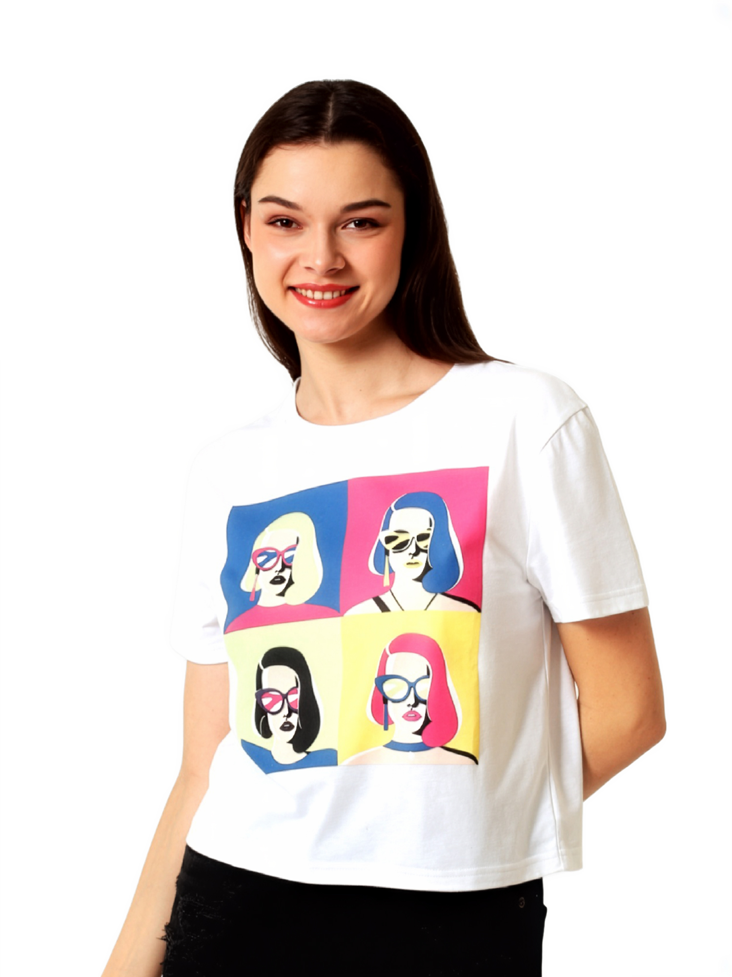 SHERRY - Women's White Crop Tshirt view 6