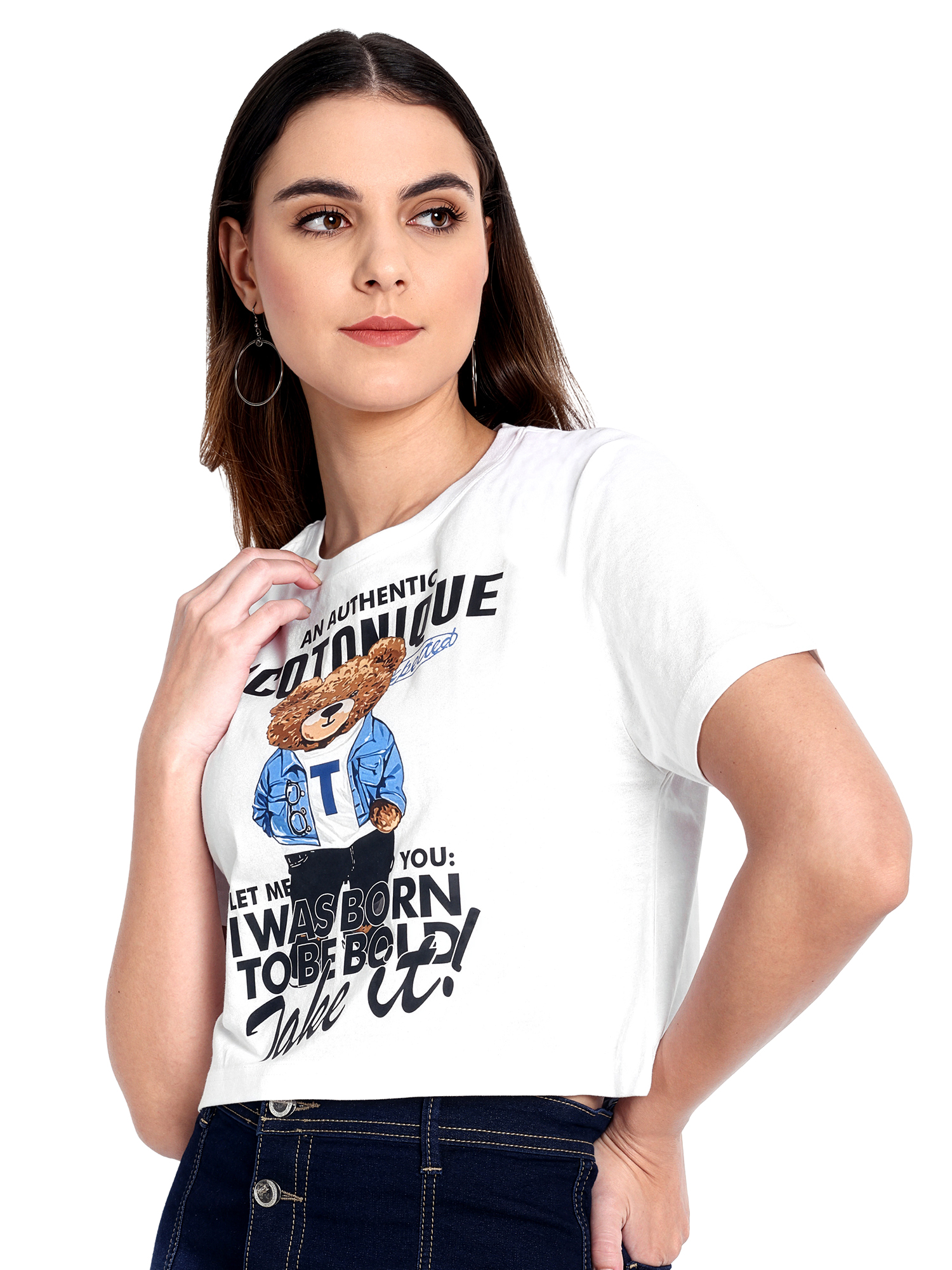 MUNCHKIN - Women's White Crop Tshirt view 4