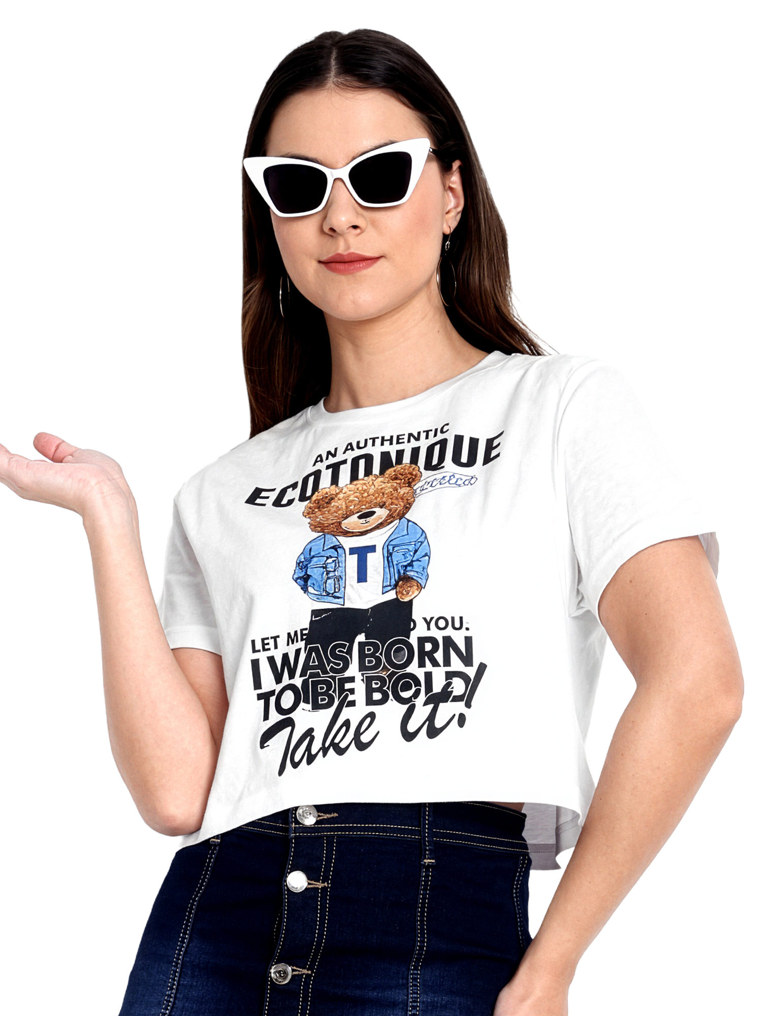 MUNCHKIN - Women's White Crop Tshirt view 5