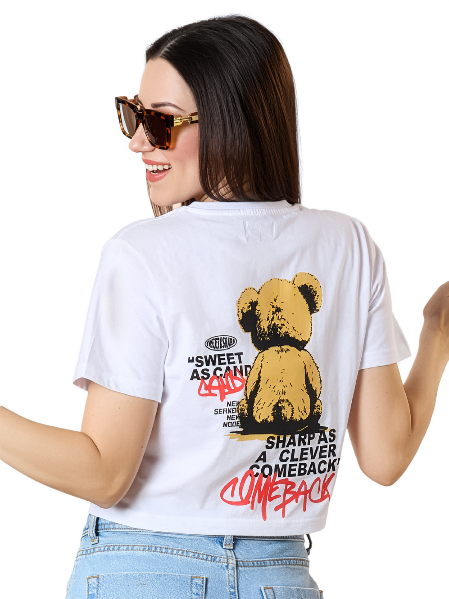 DUMMY - MOCCA - Women's White Crop Tshirt view 2