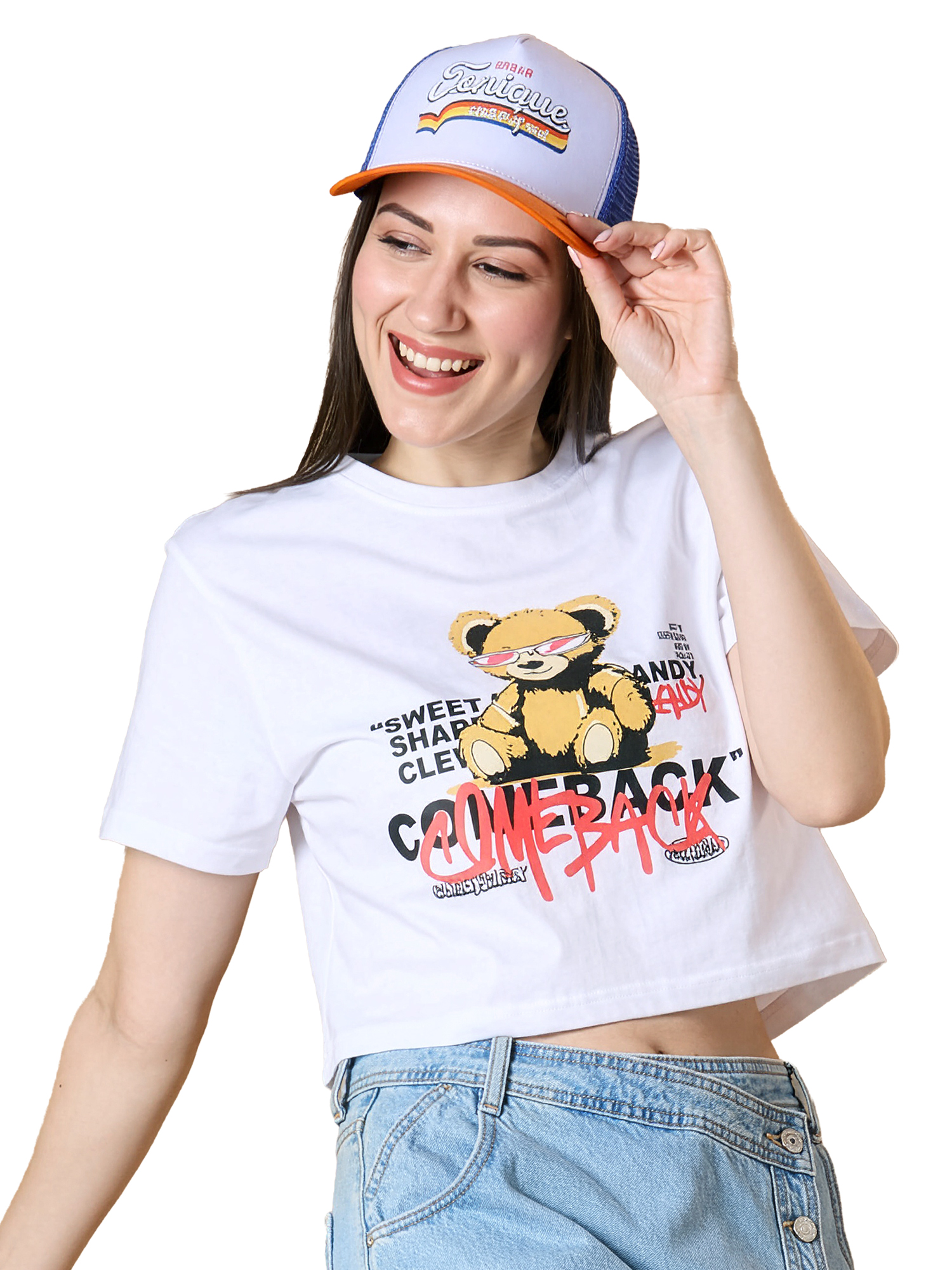 DUMMY - MOCCA - Women's White Crop Tshirt view 3