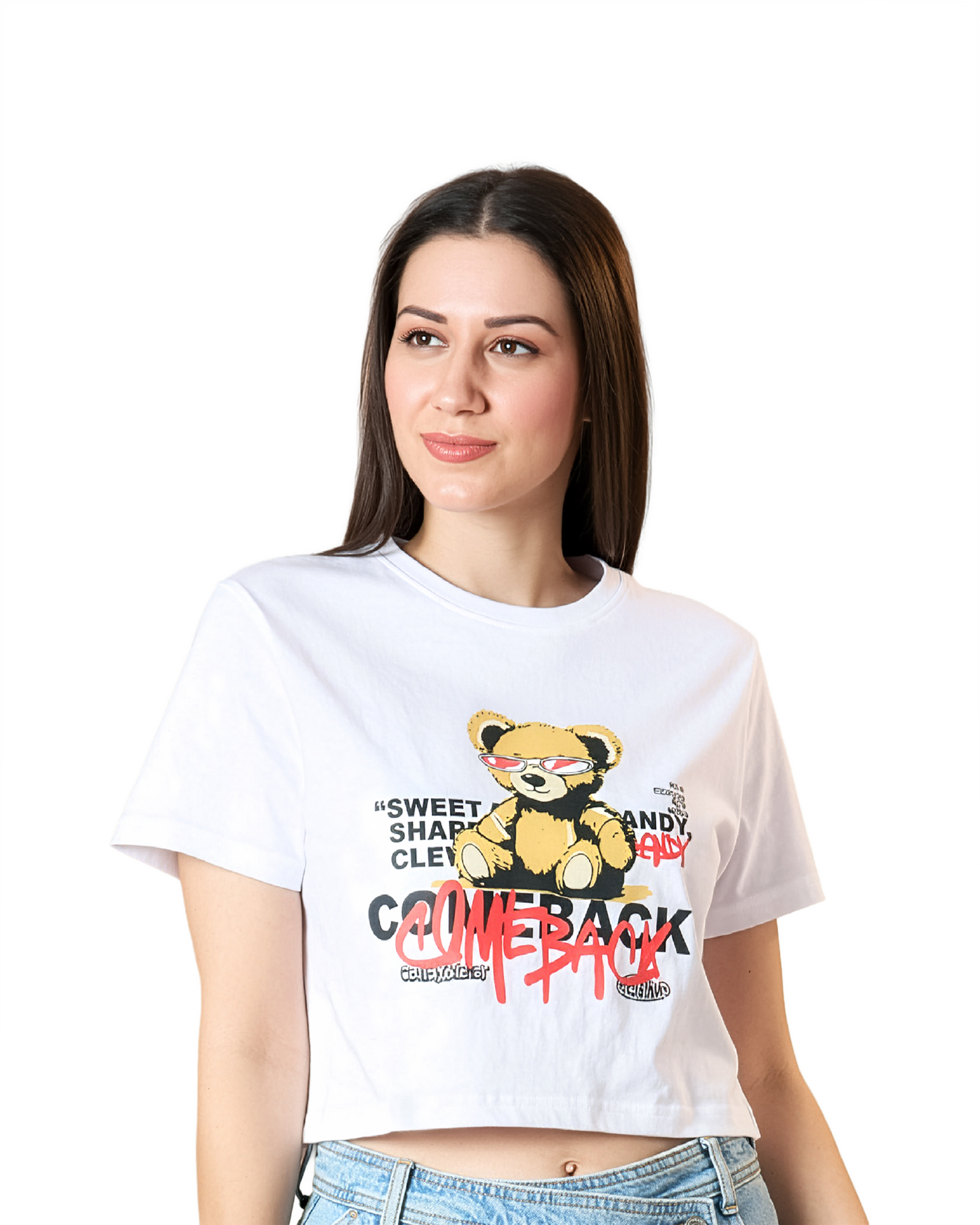 DUMMY - MOCCA - Women's White Crop Tshirt view 5