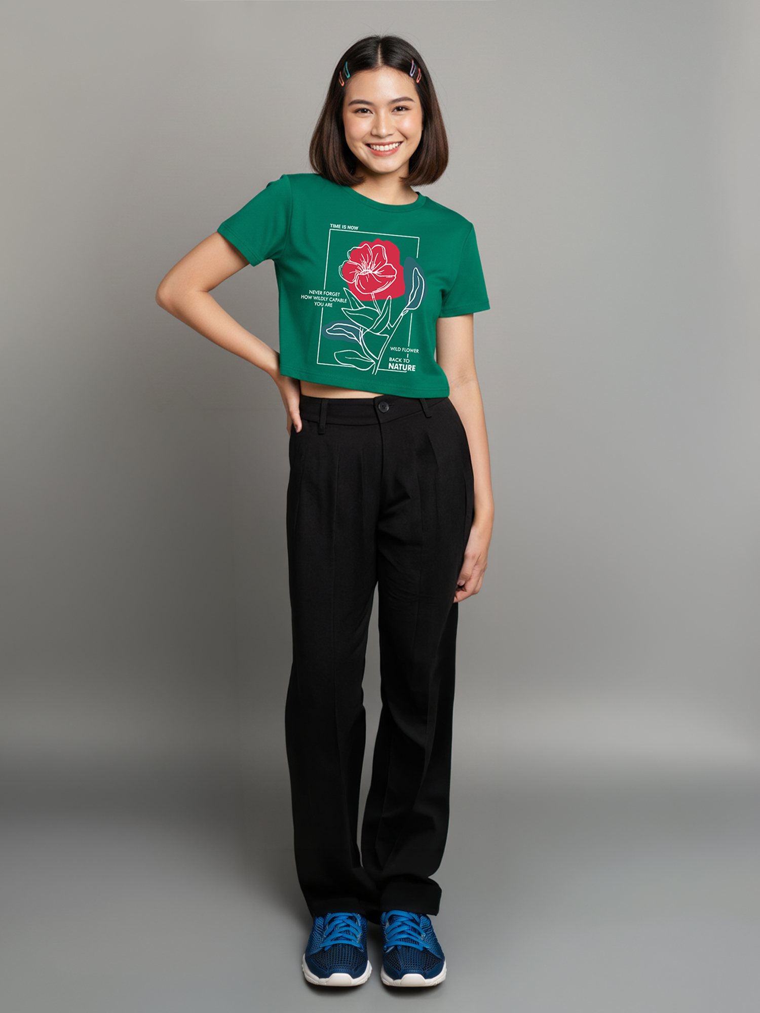Elvina - Green Cropped T-shirt view 3