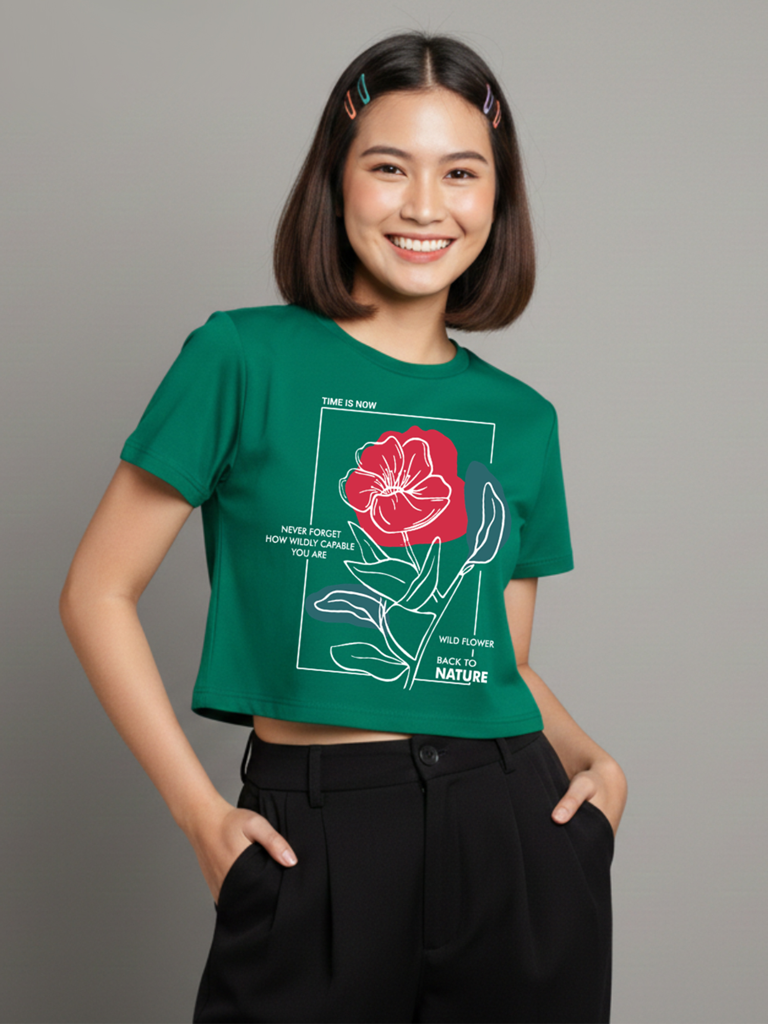 Elvina - Green Cropped T-shirt