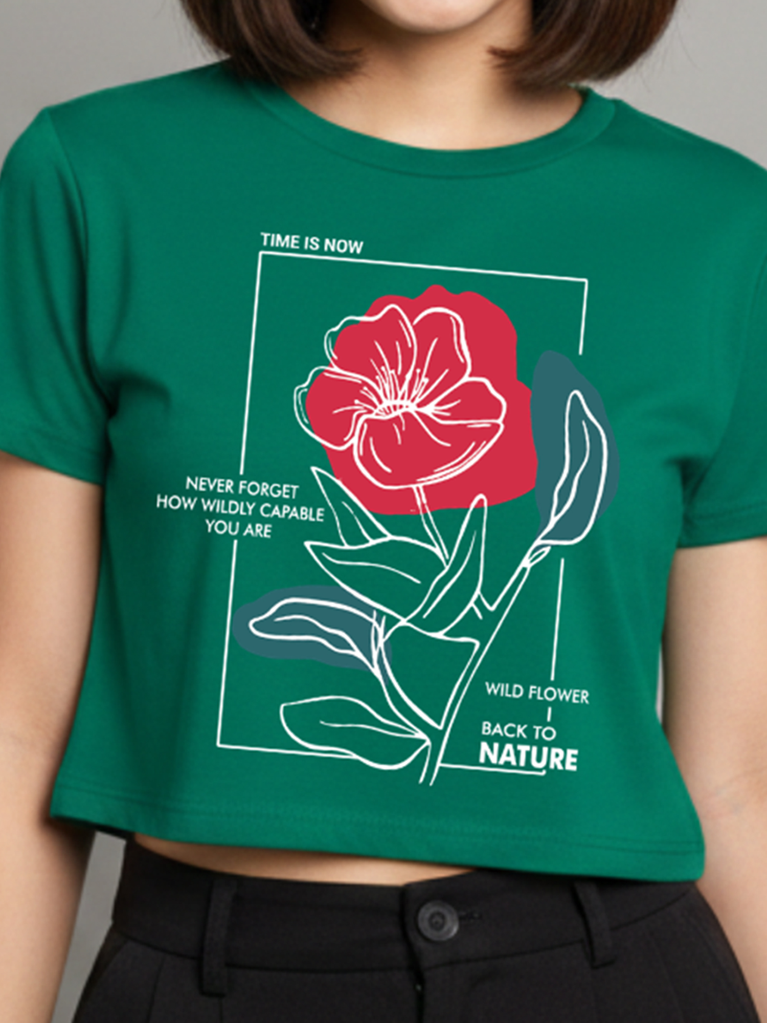 Elvina - Green Cropped T-shirt view 2