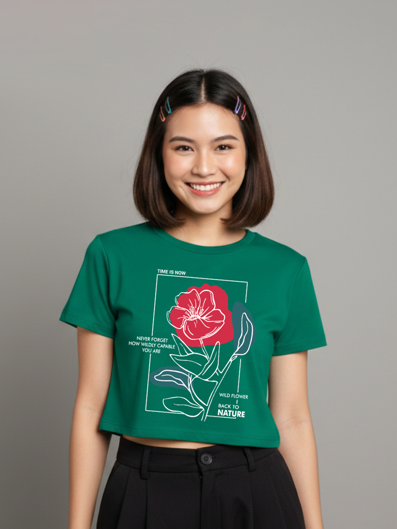 Elvina - Green Cropped T-shirt view 4