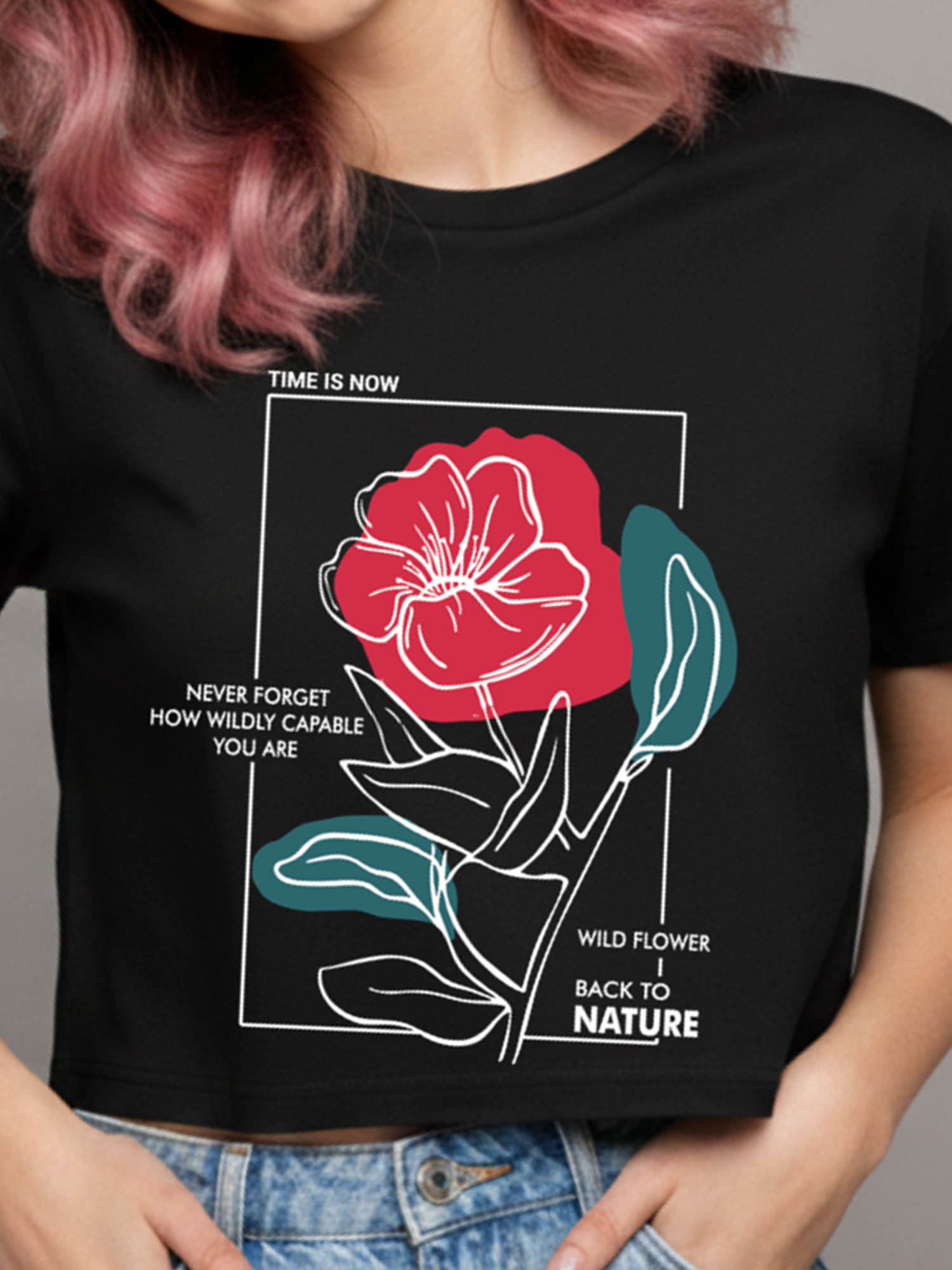 Elvina - Black Cropped T-shirt view 3