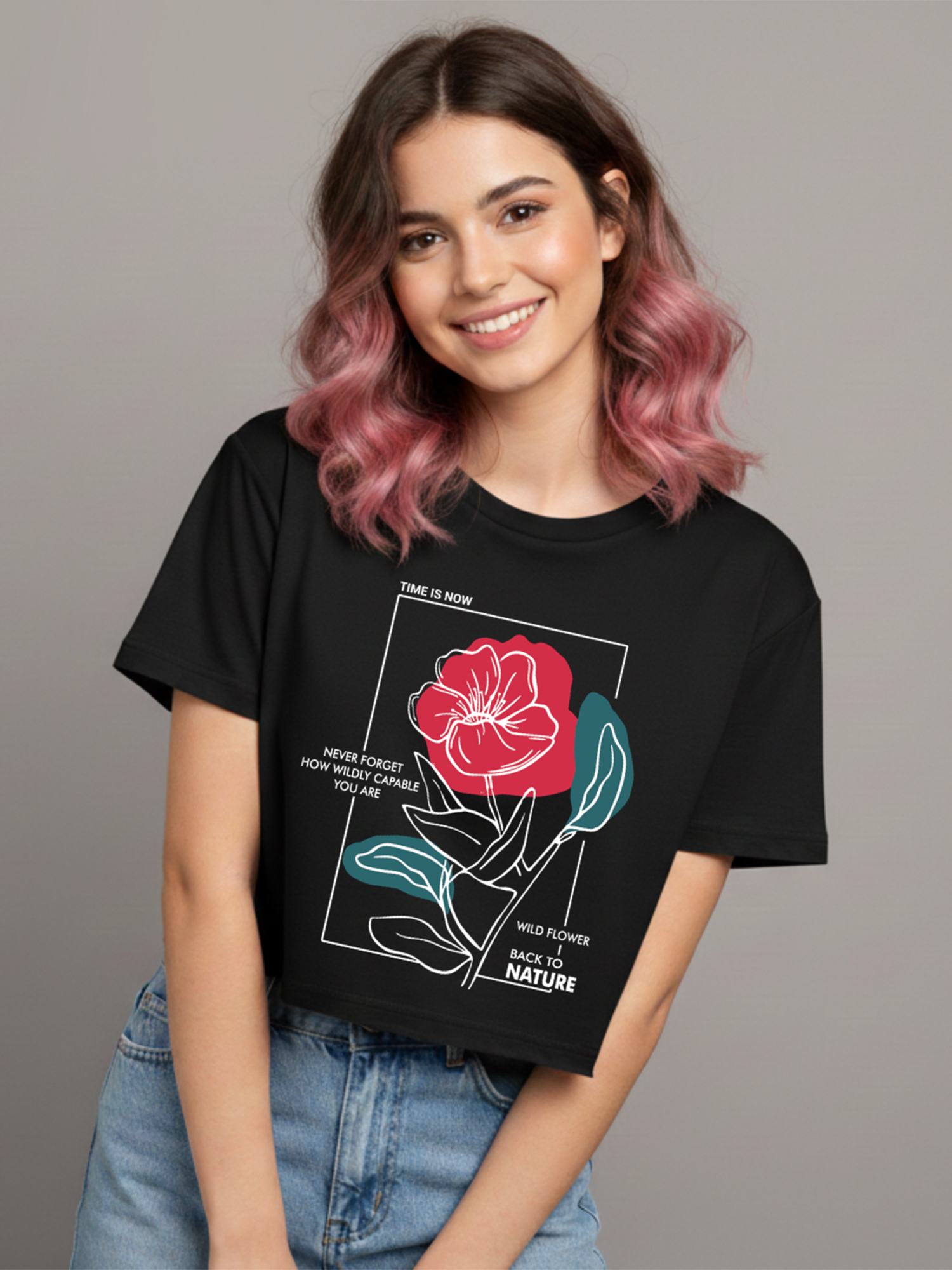 Elvina - Black Cropped T-shirt