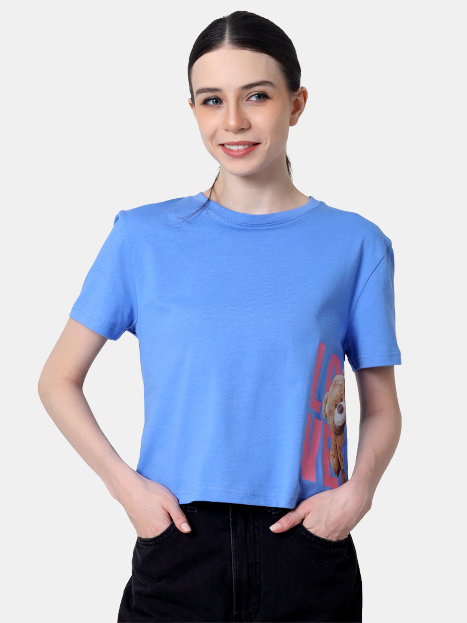 VANYA - Women's Blue Crop Tshirt