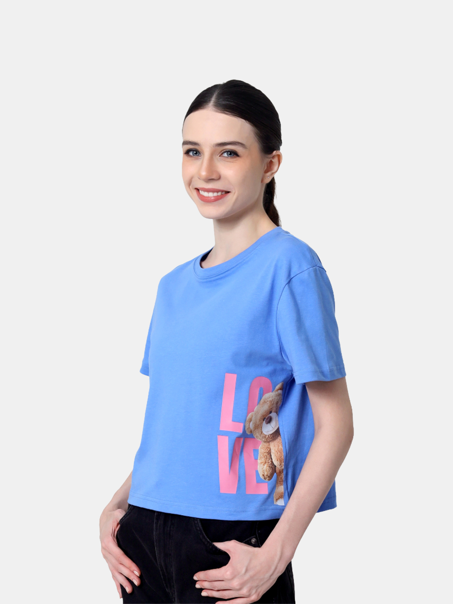 VANYA - Women's Blue Crop Tshirt view 5