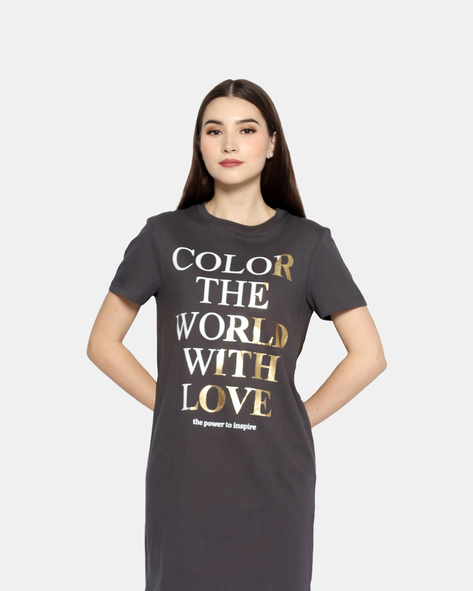 EMMA Women's Cotton Grey TShirt Dress view 4