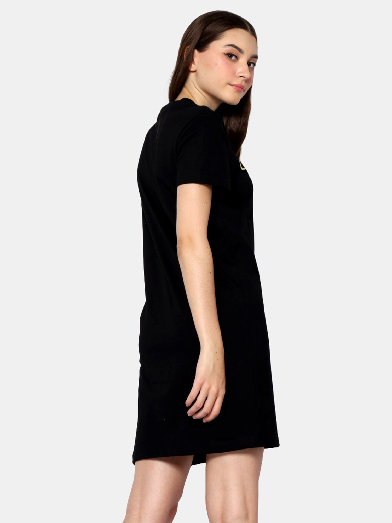 BRIANNA - Women's Cotton Black TShirt Dress view 3