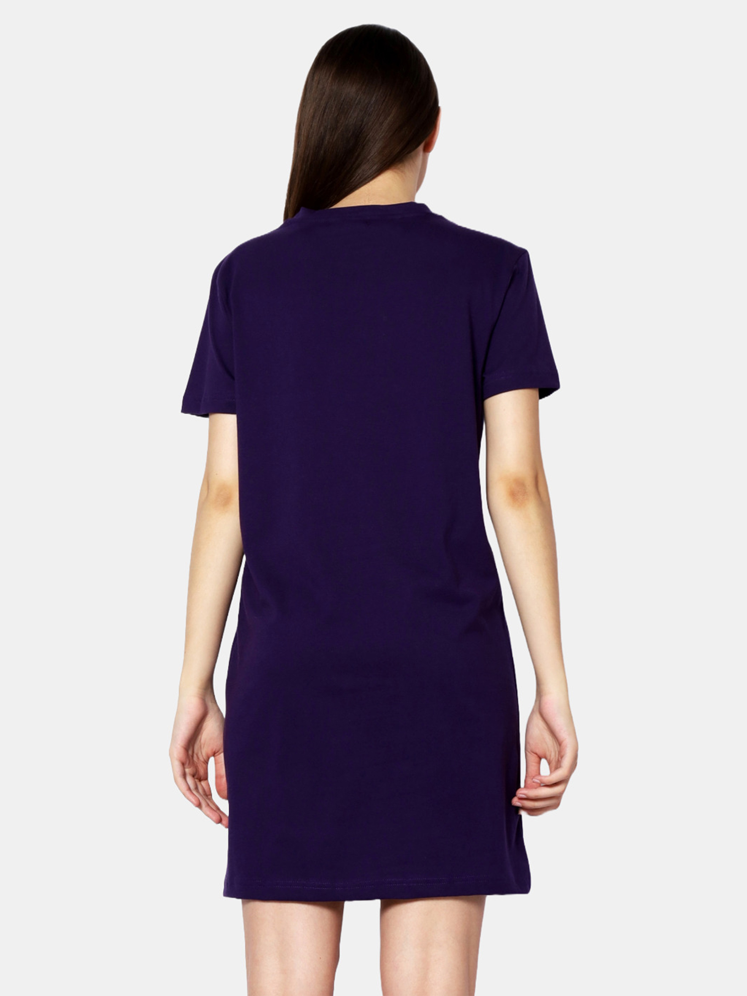 BRIANNA - Women's Cotton Purple T-Shirt Dress