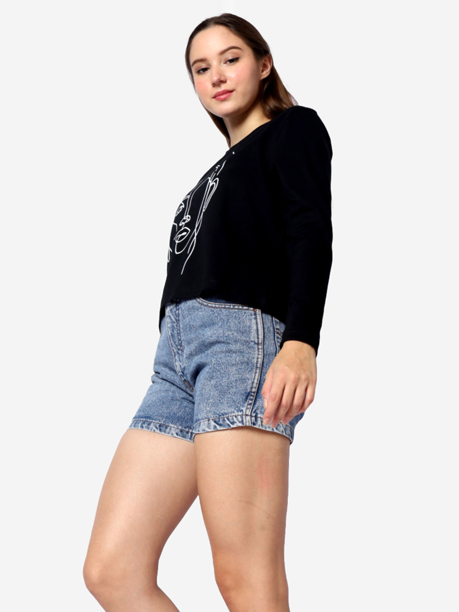 AGATHA - Women's Cotton Full Sleeve Crop TShirt view 4