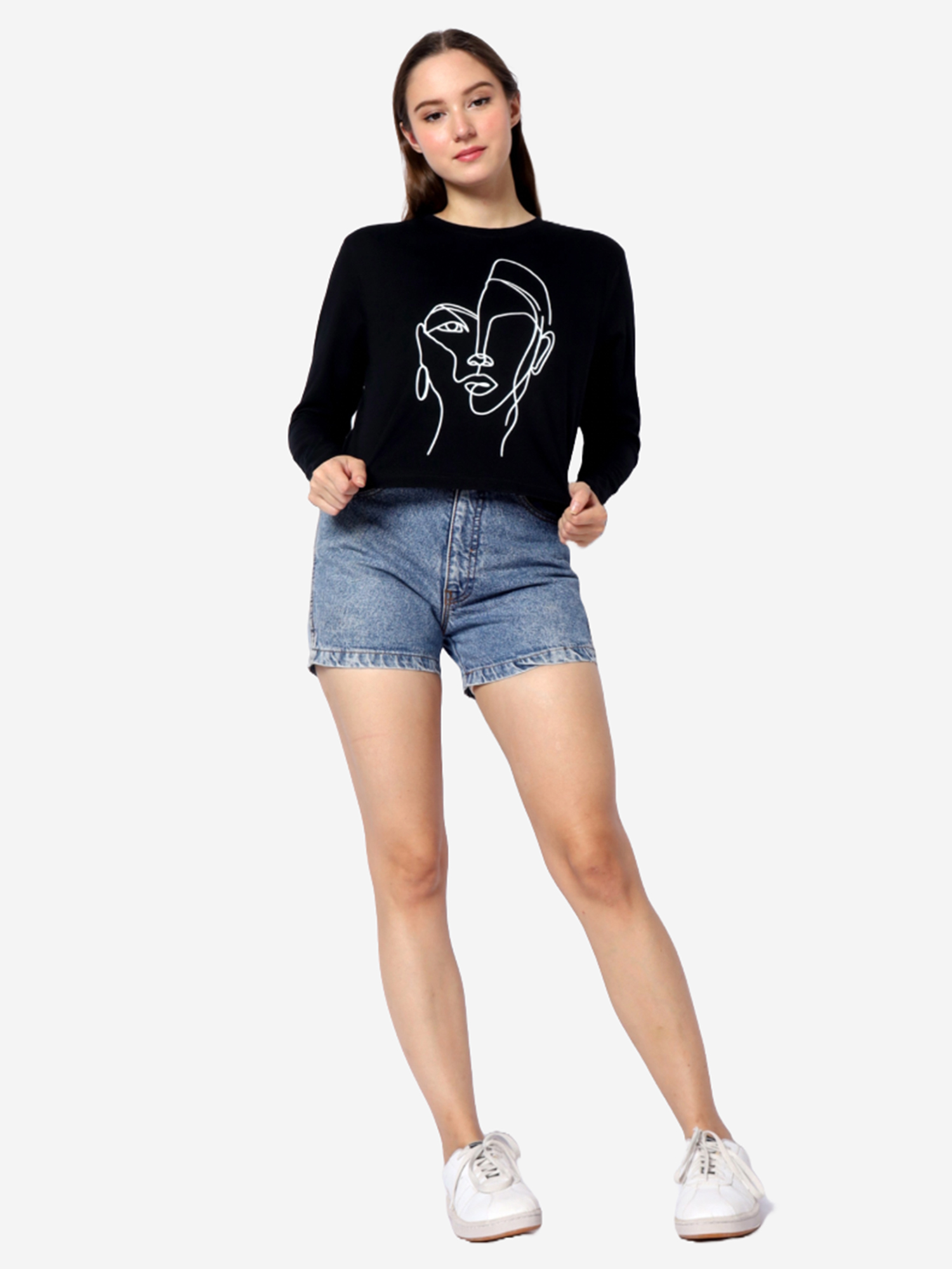 AGATHA - Women's Cotton Full Sleeve Crop TShirt view 2