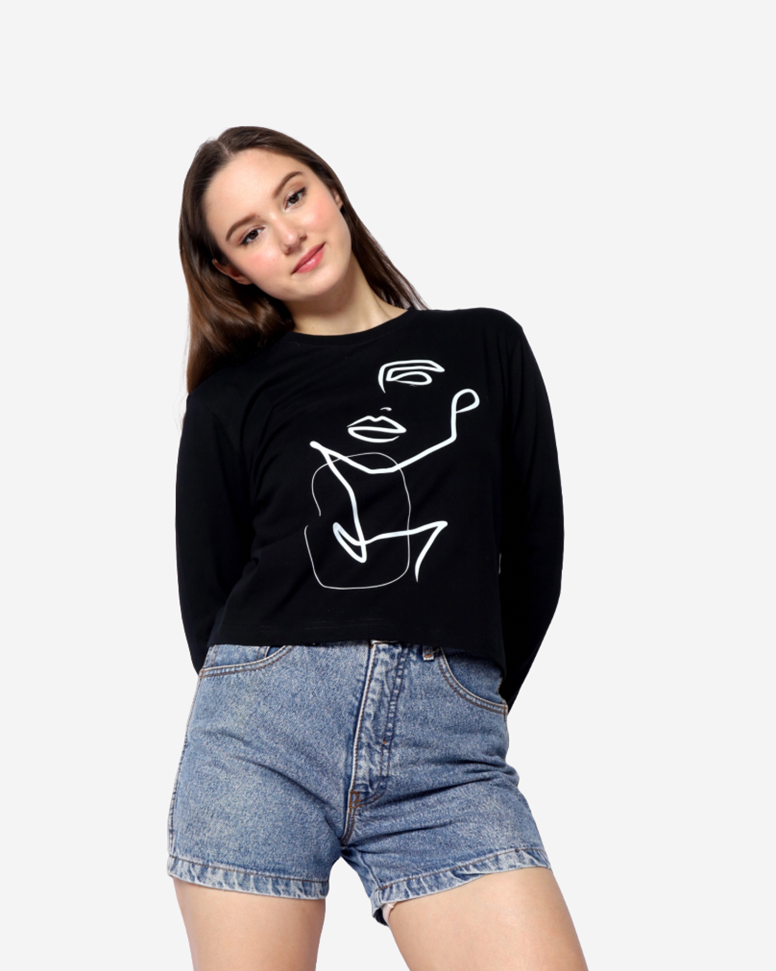 BRITNEY - Women's Cotton Full Sleeve Crop T-shirt view 5