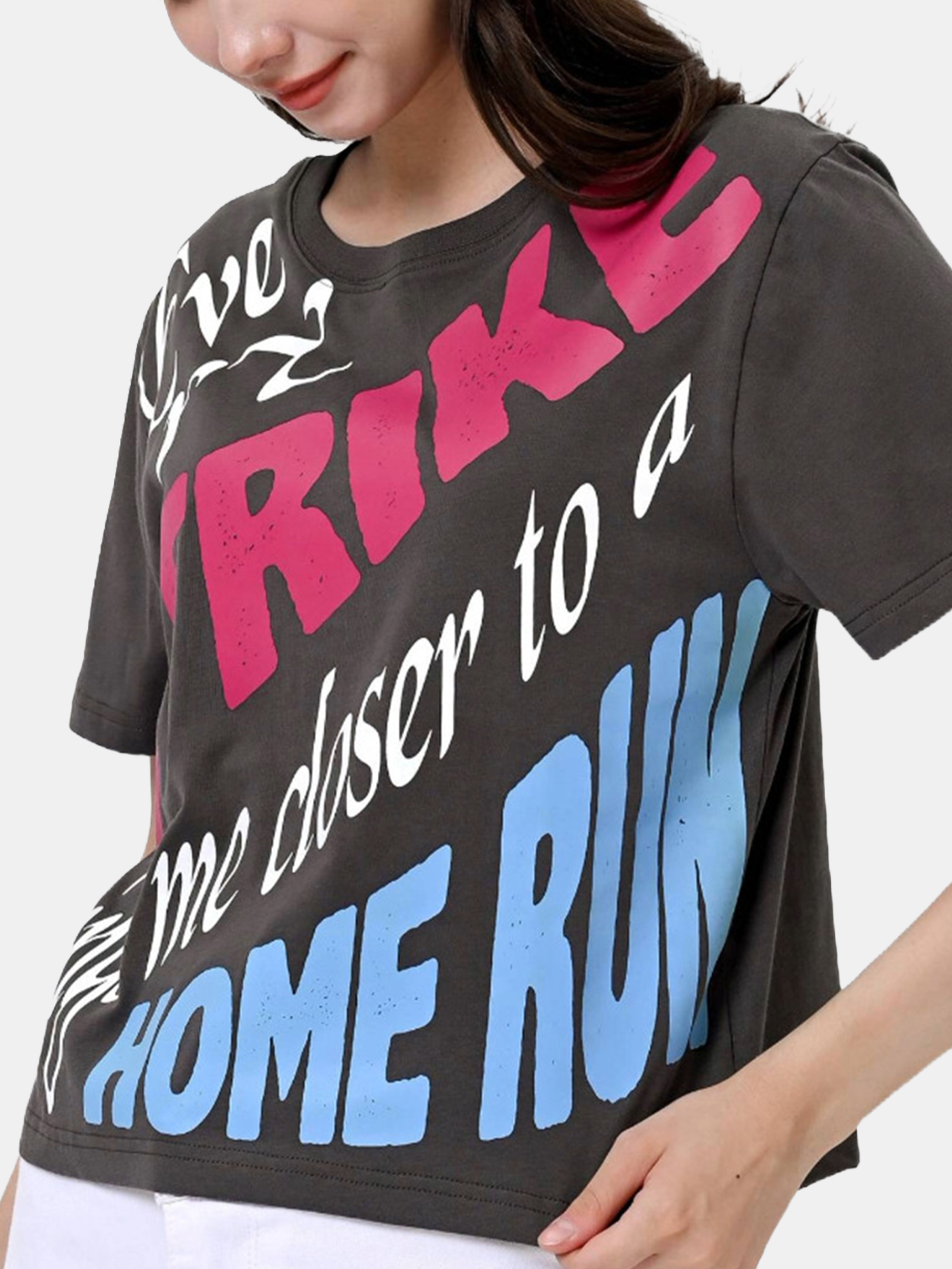 EVE - Women's Cotton Grey Crop Tshirt view 2