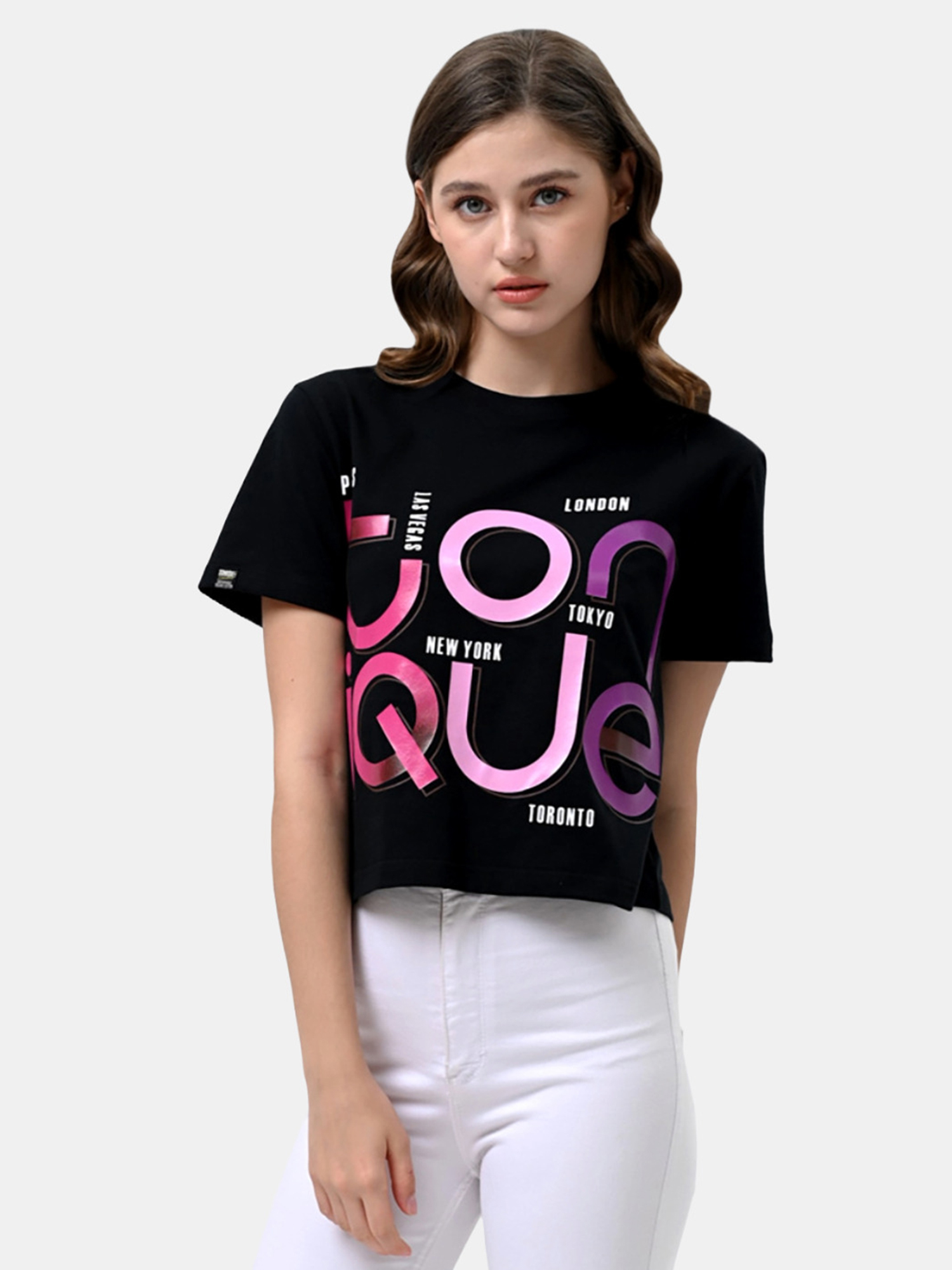 MIA - Women's Cotton Black Crop Tshirt