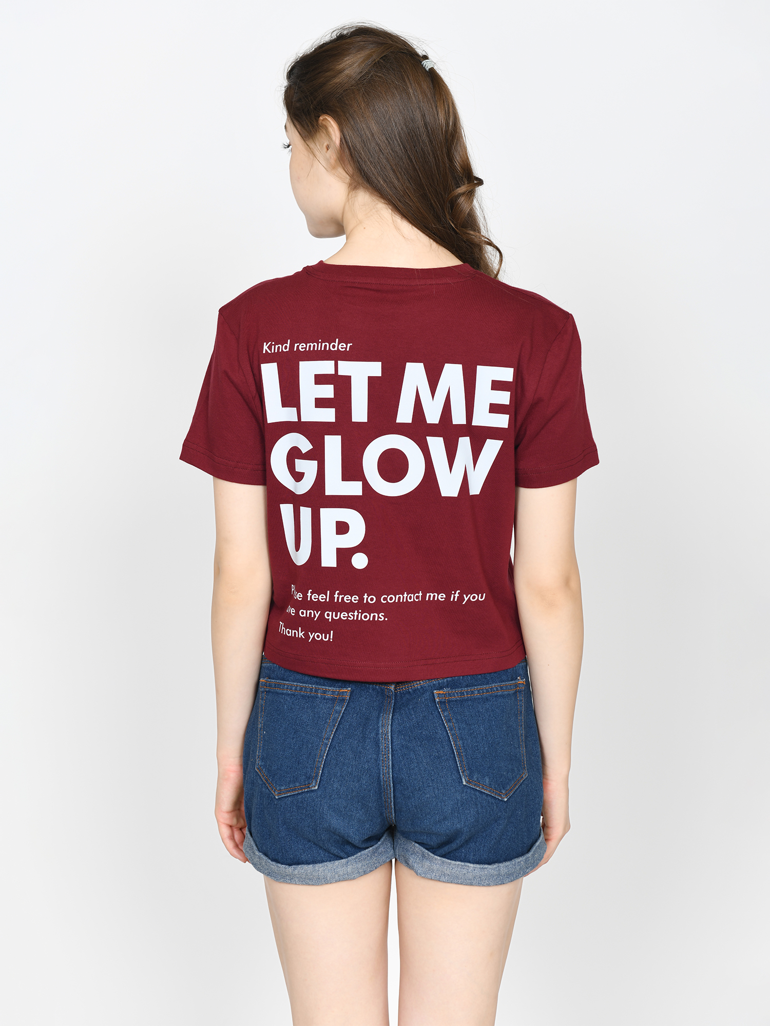 MILEY - Women's Cotton Maroon Crop Tshirt view 5
