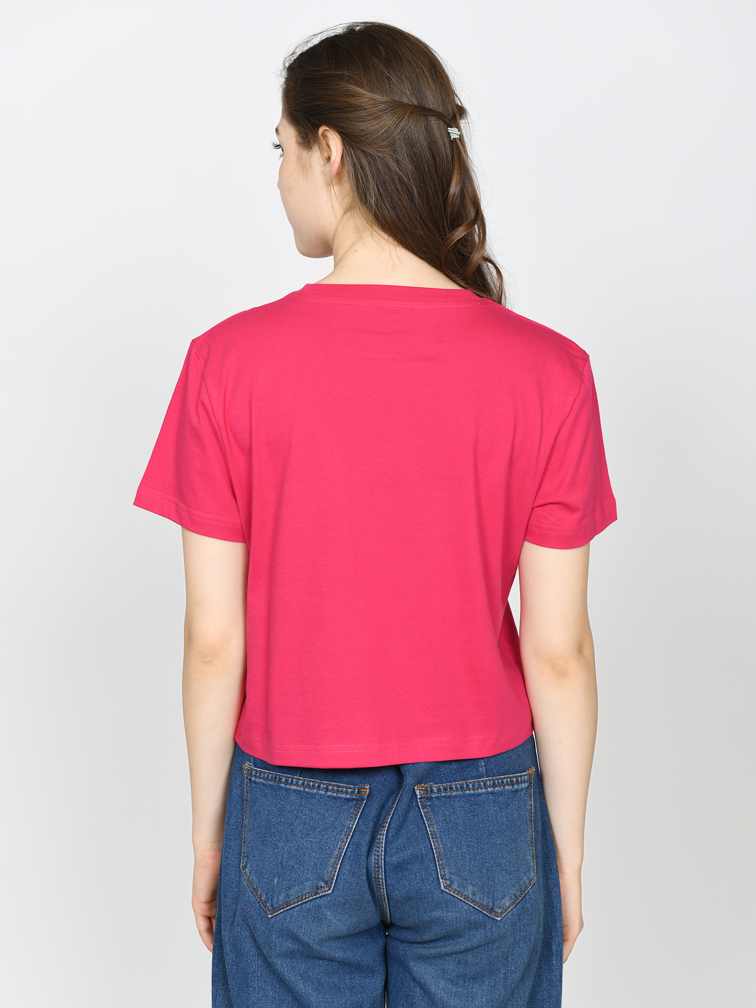 CALIFORNIA - Women's Cotton Pink Crop Tshirt view 3