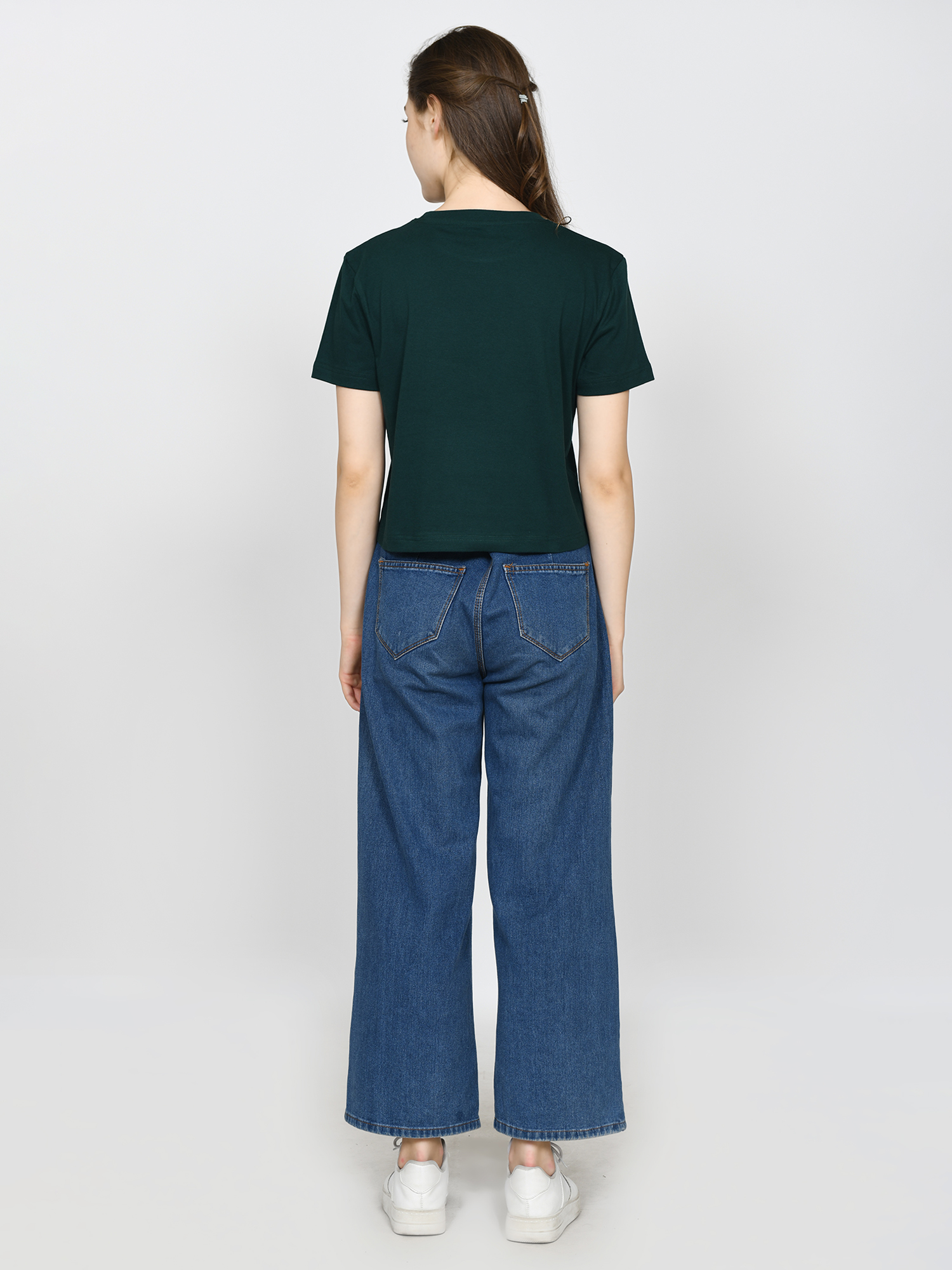 MERRY - Women's Cotton Green Crop Tshirt view 2