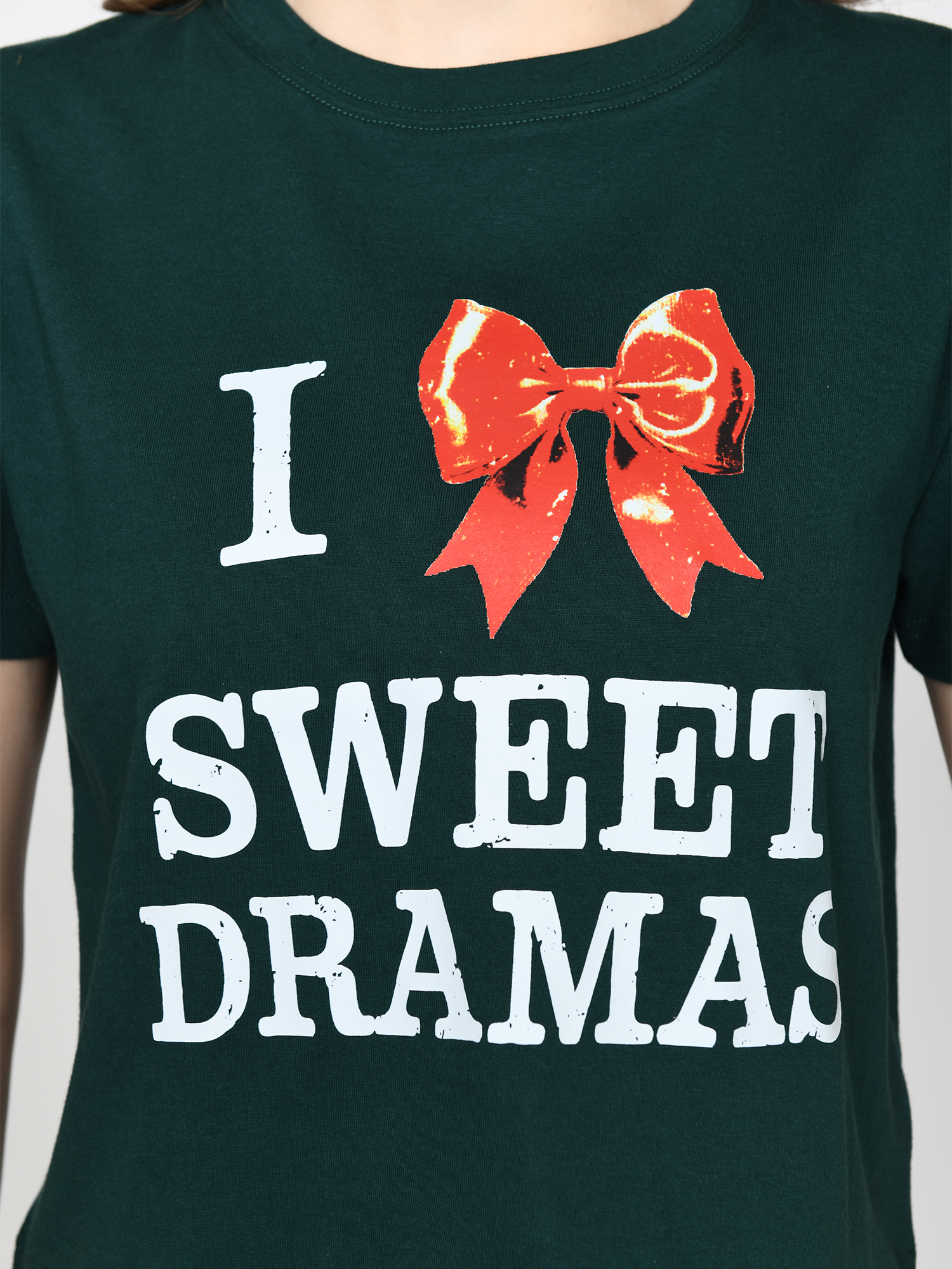 MERRY - Women's Cotton Green Crop Tshirt view 4