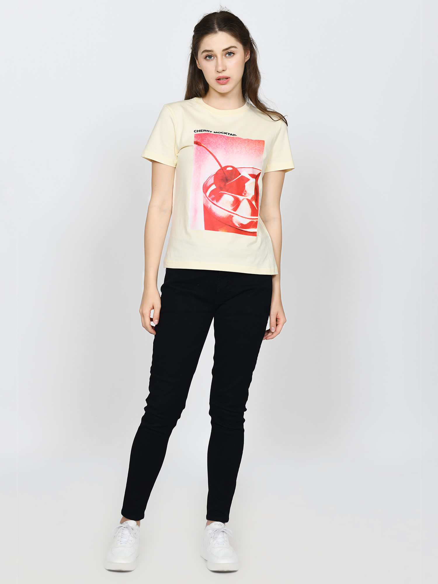 CHERRY - Women's Cotton Cream Tshirt view 4
