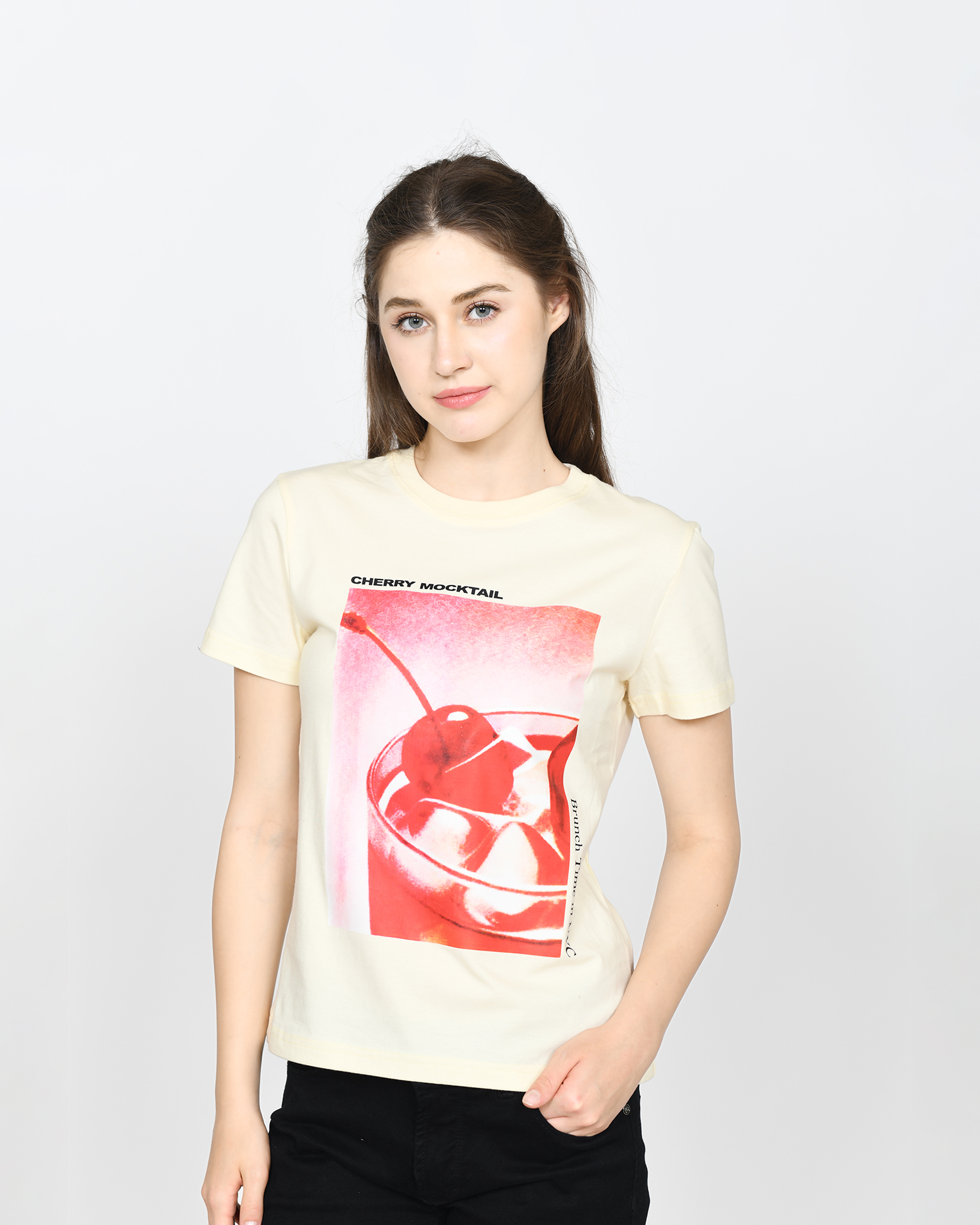 CHERRY - Women's Cotton Cream Tshirt view 5
