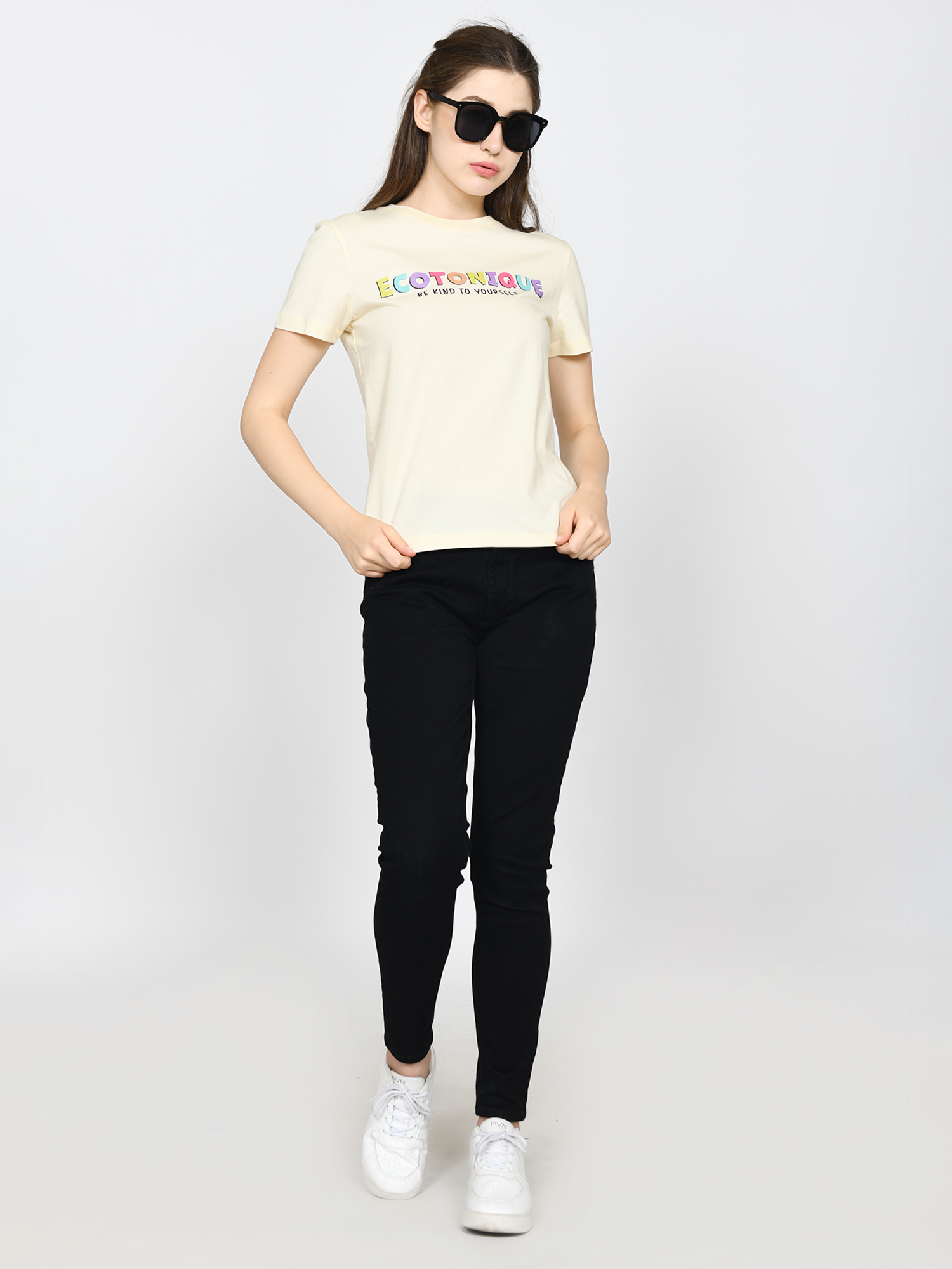 DOLLY - Women's Cotton Cream Tshirt view 3
