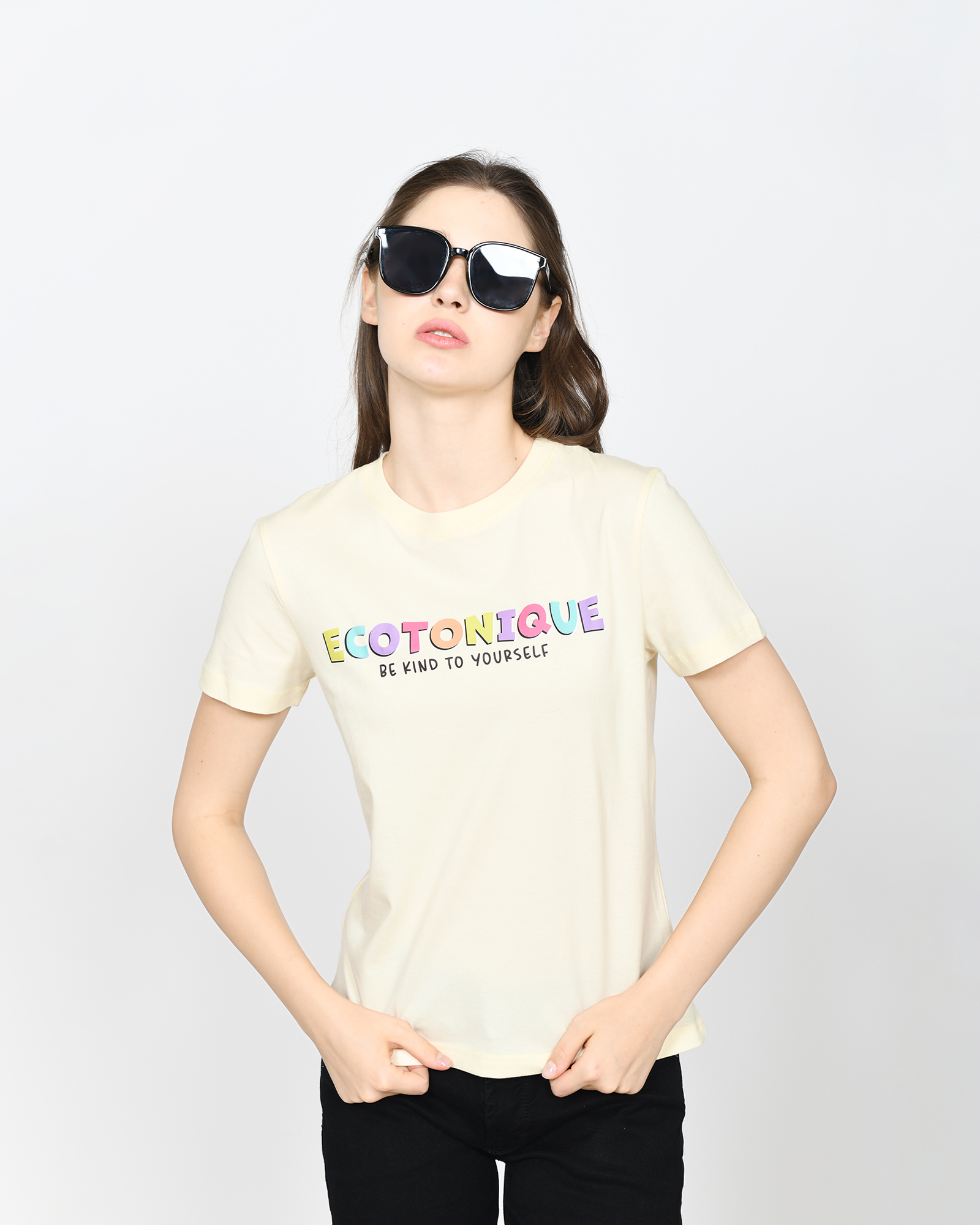 DOLLY - Women's Cotton Cream Tshirt view 5