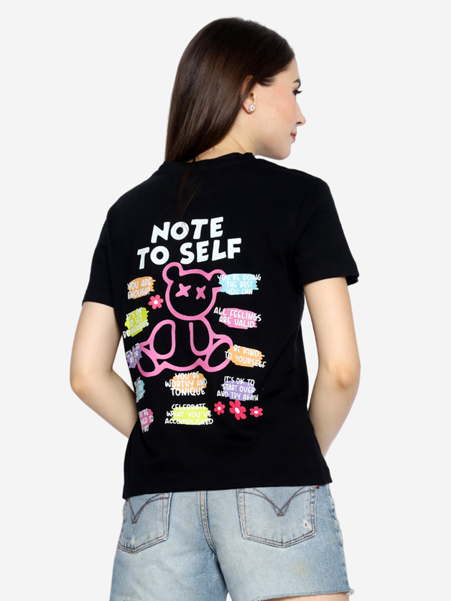 DOLLY - Women's Cotton Black Tshirt view 4