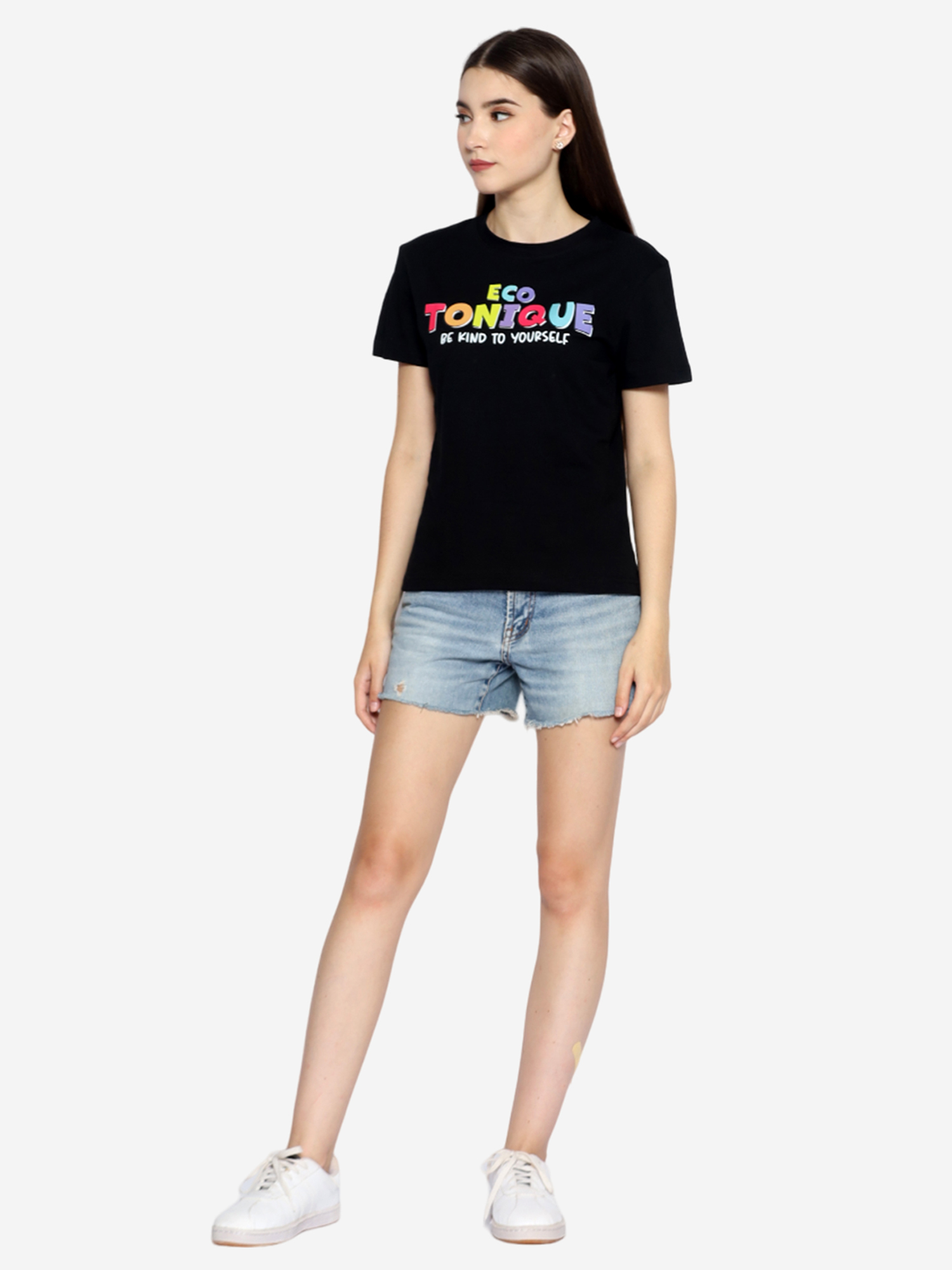 DOLLY - Women's Cotton Black Tshirt view 3