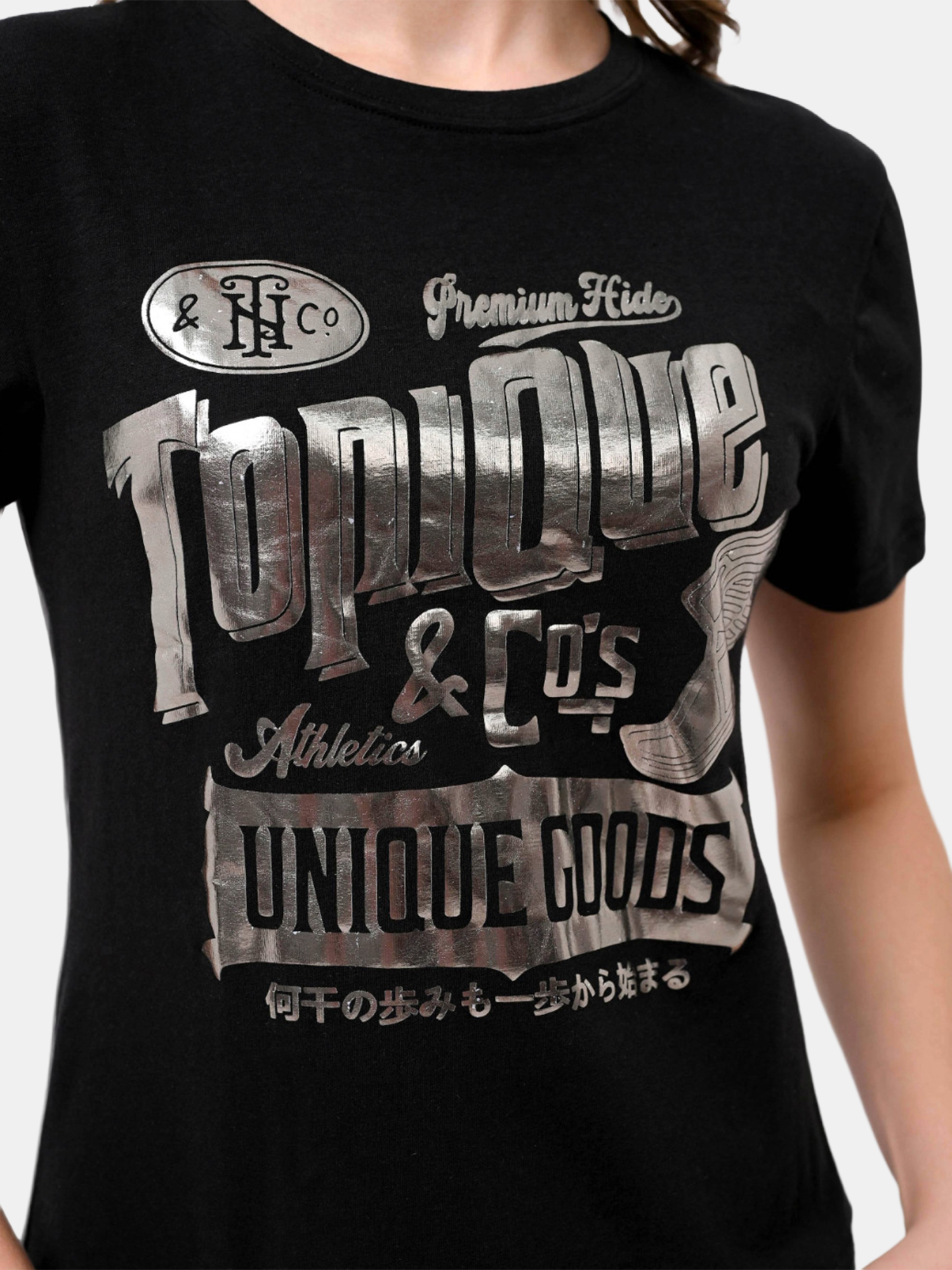 GLORIA - Women's Cotton Black Tshirt view 3